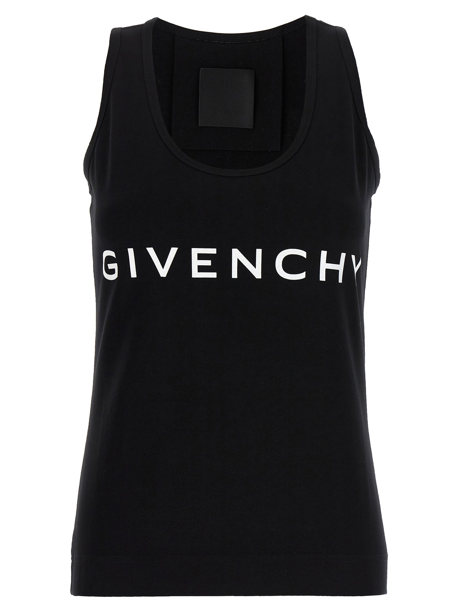 Givenchy-Logo Print Tank Top Top Bianco/Nero-Donna