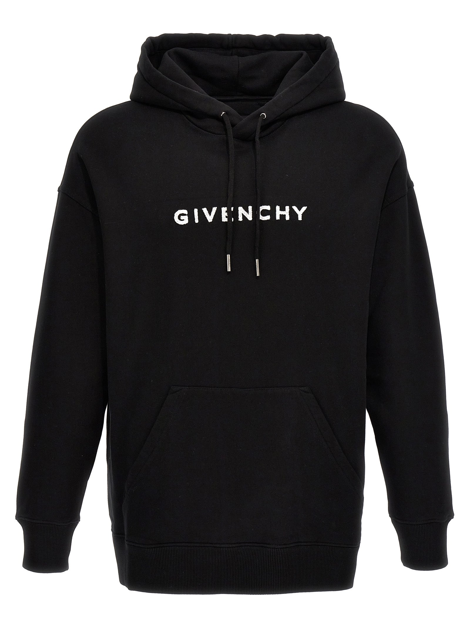 Givenchy-Flocked Logo Hoodie Felpe Bianco/Nero-Donna