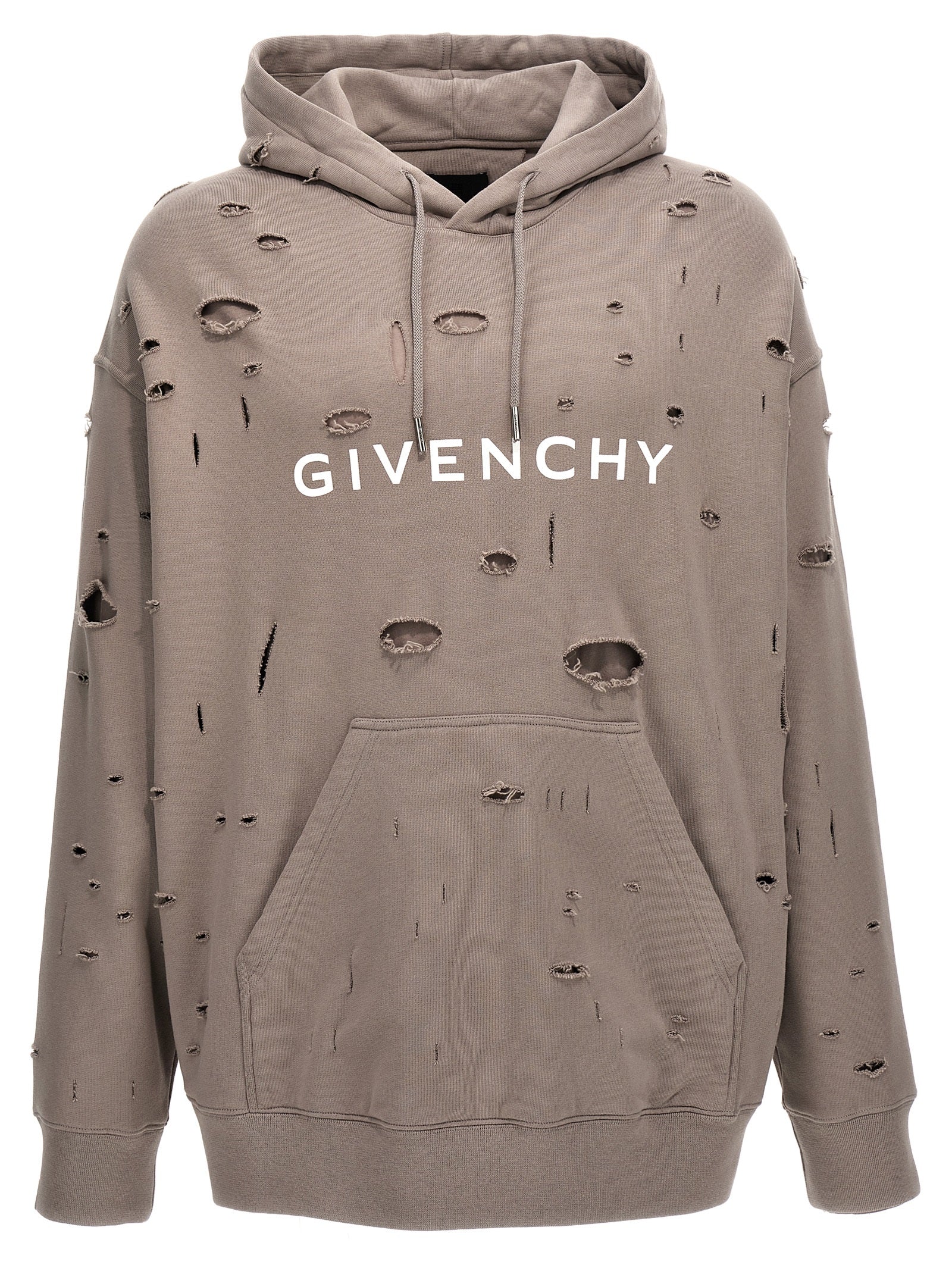 Givenchy-Logo Hoodie Felpe Grigio-Uomo