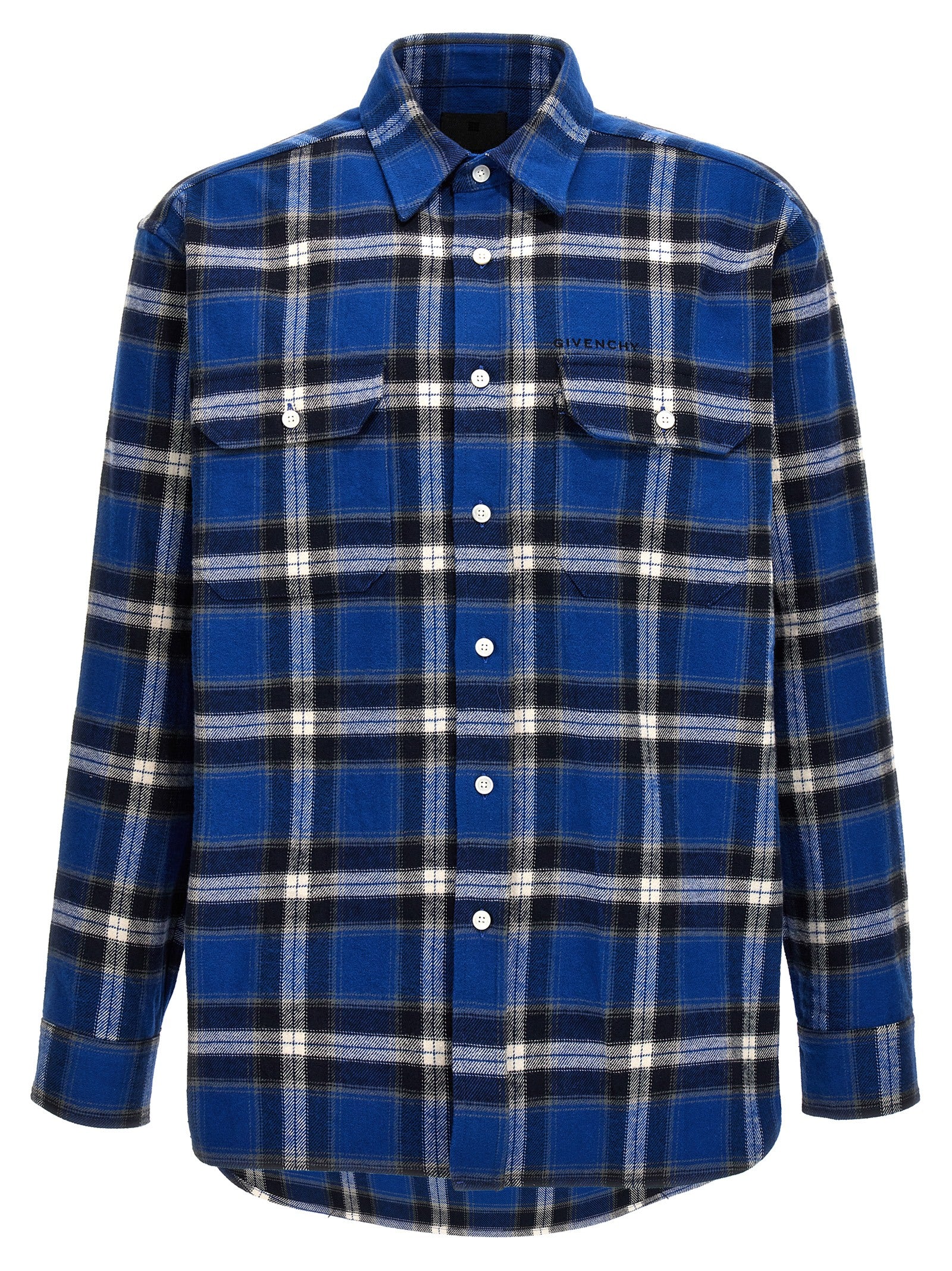 Givenchy-Check Flannel Shirt Camicie Blu-Uomo