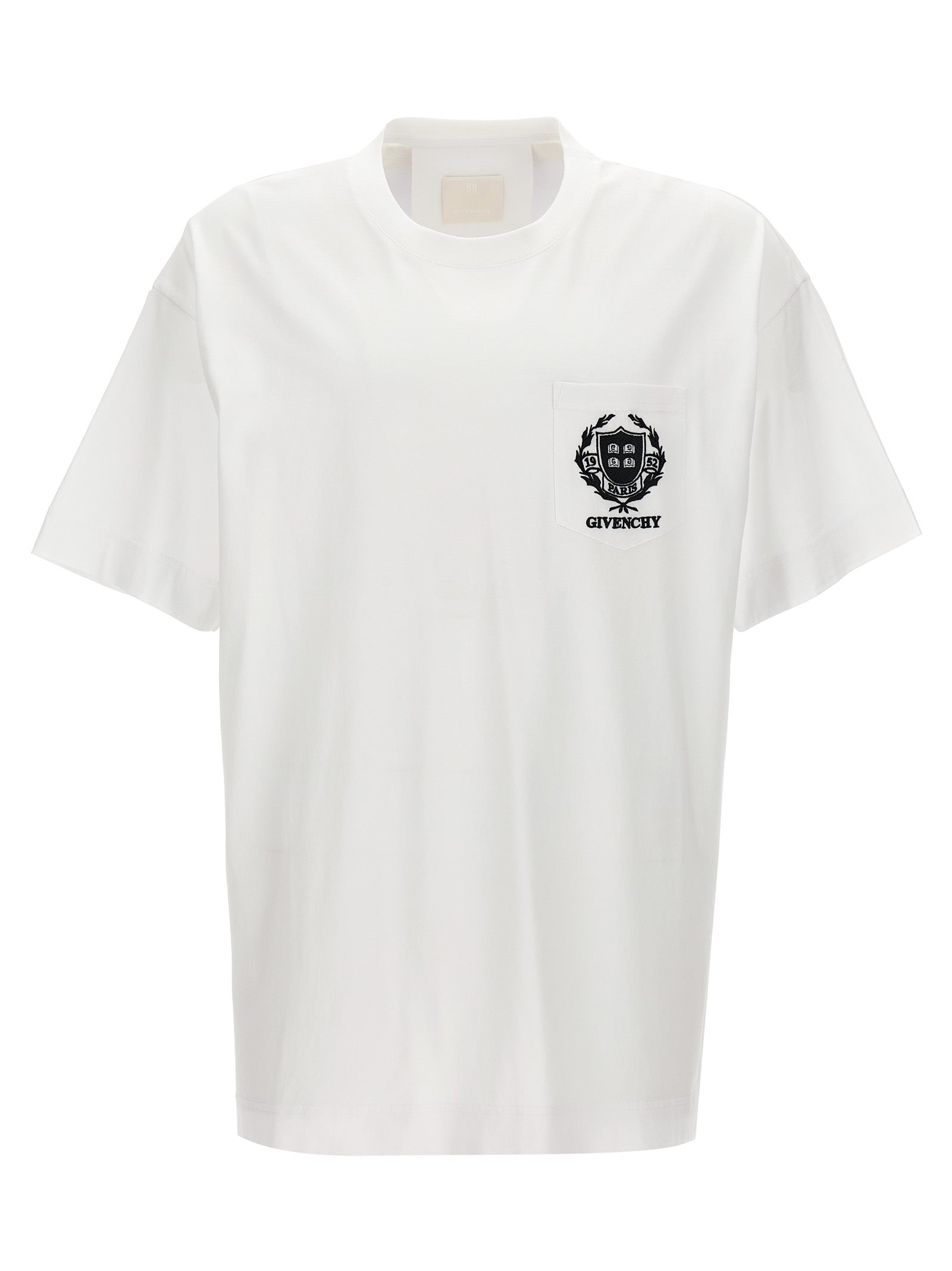 Givenchy-Logo Embroidery T Shirt Bianco-Uomo