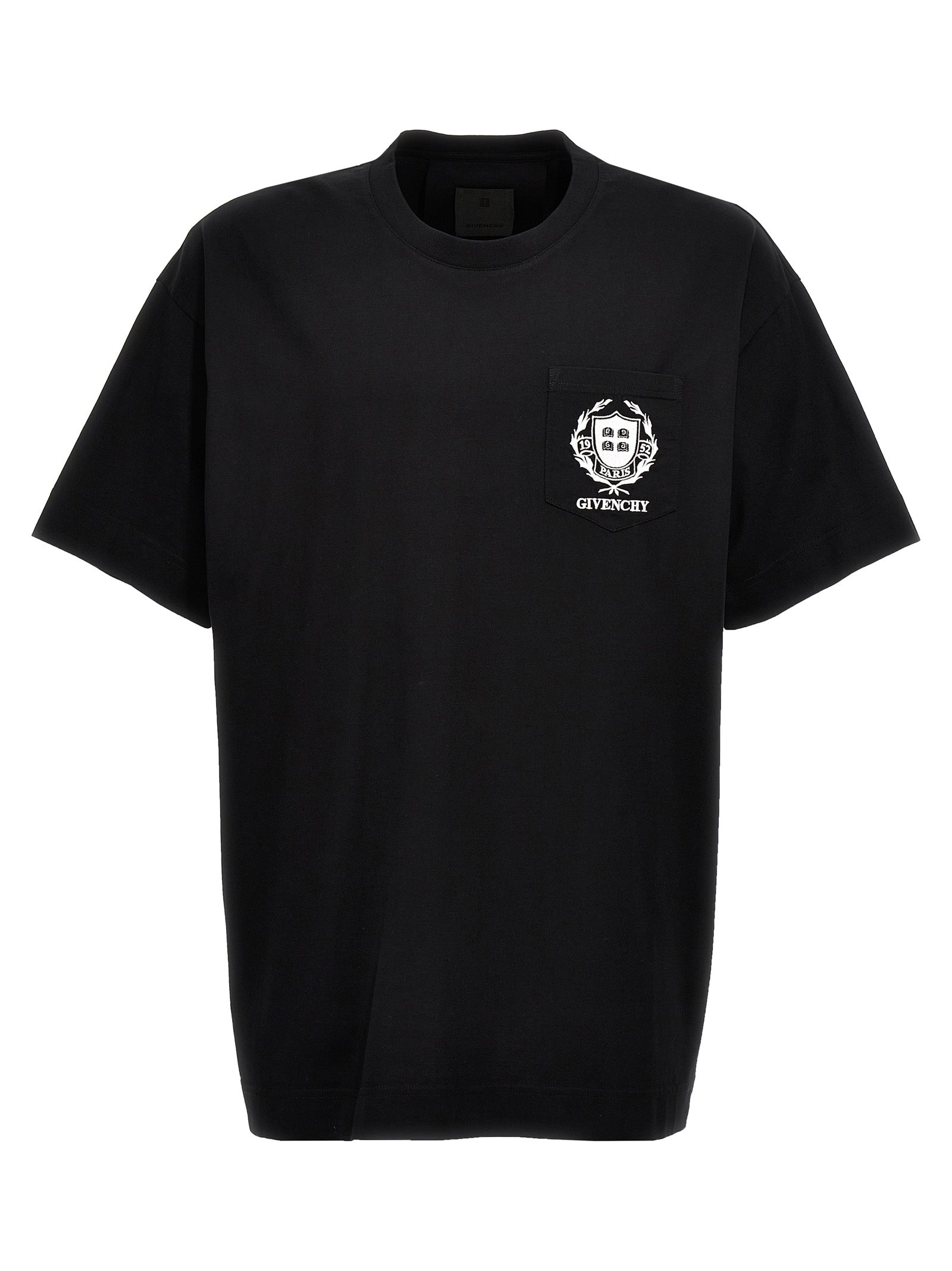 Givenchy-Logo Embroidery T Shirt Nero-Uomo