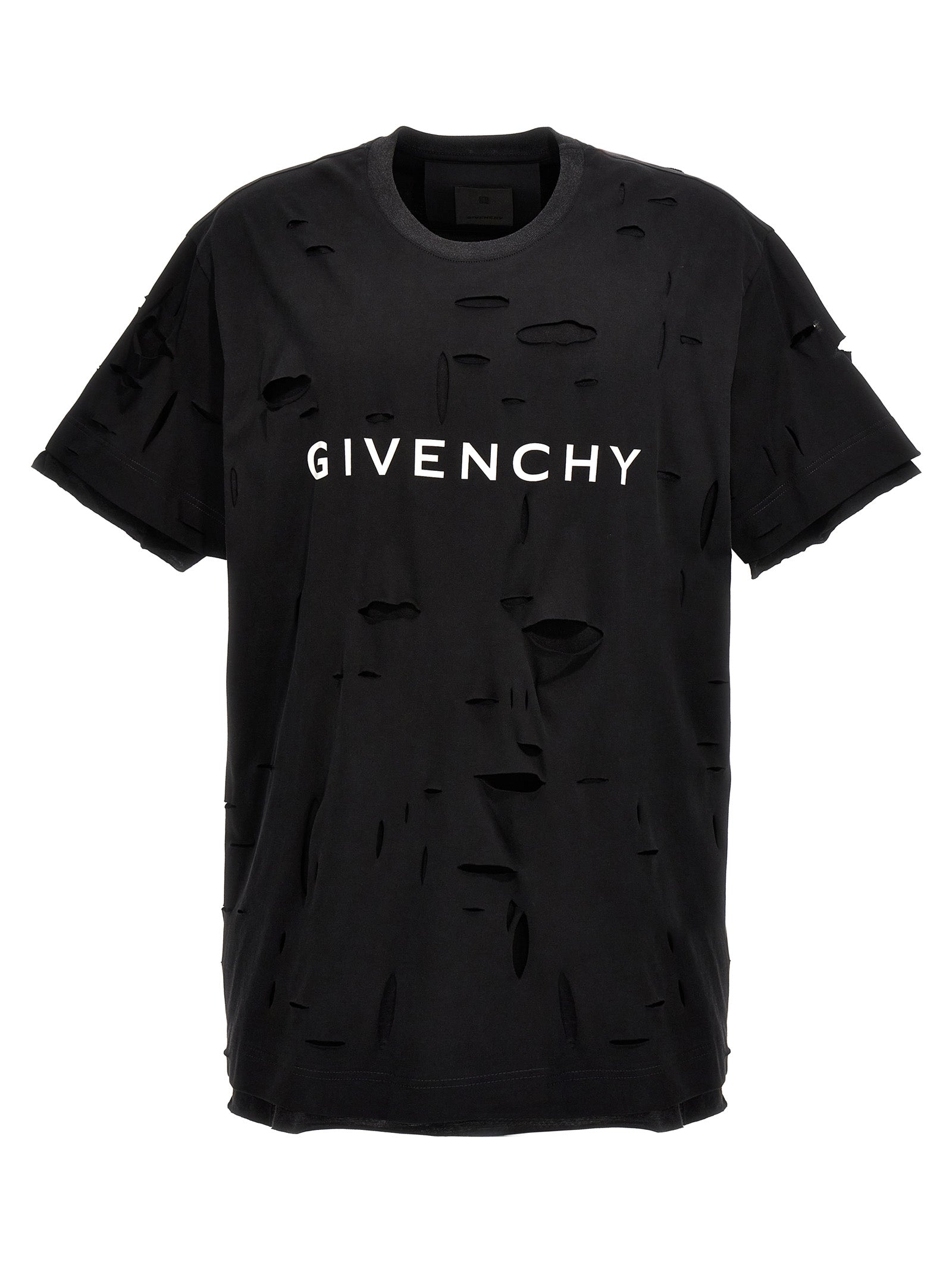 Givenchy-Destroyed Effect T Shirt Nero-Uomo