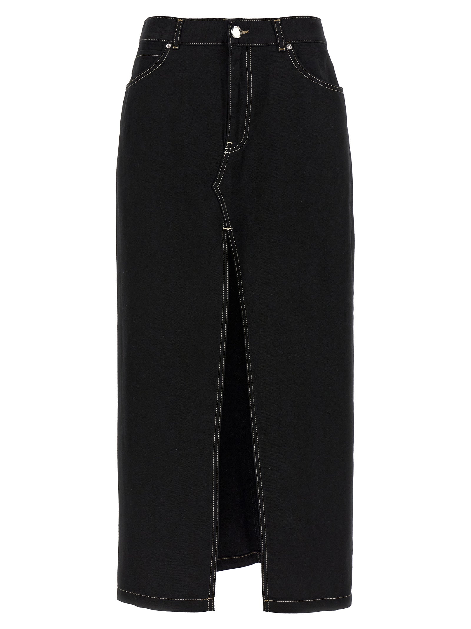 Pinko-Maxi Slit Skirt Gonne Nero-Donna