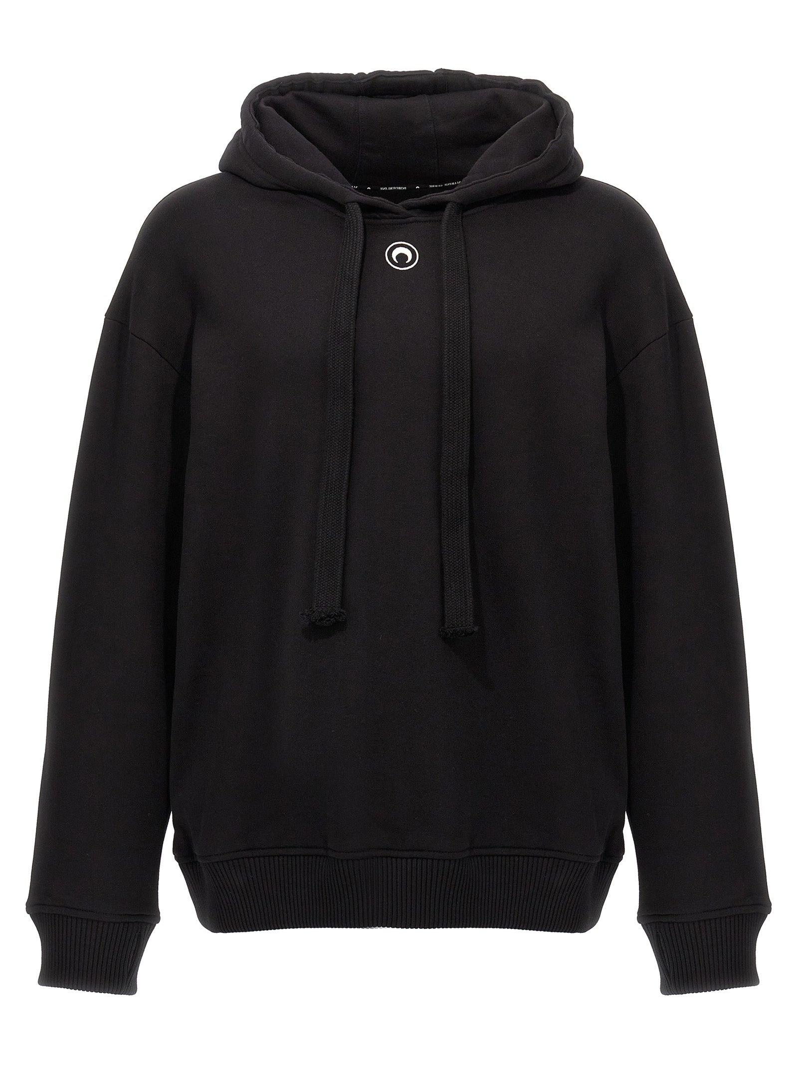 Marine Serre-Logo Embroidery Hoodie Felpe Nero-Uomo