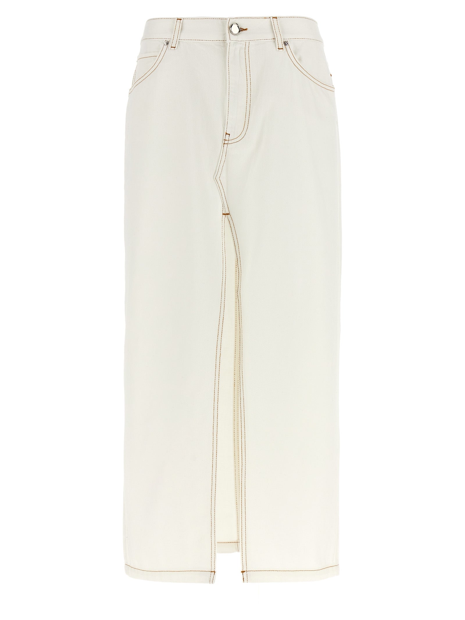 Pinko-Maxi Slit Skirt Gonne Bianco-Donna