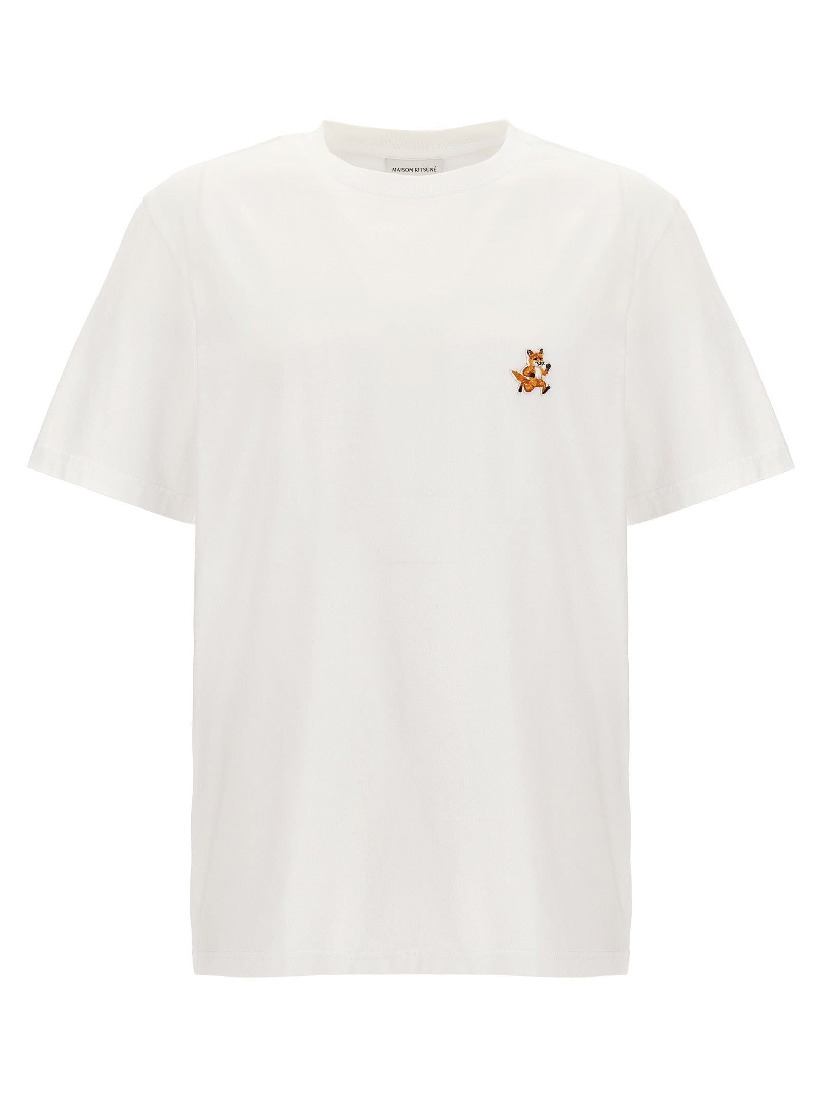 Maison Kitsune-Speedy Fox Patch T Shirt Bianco-Uomo