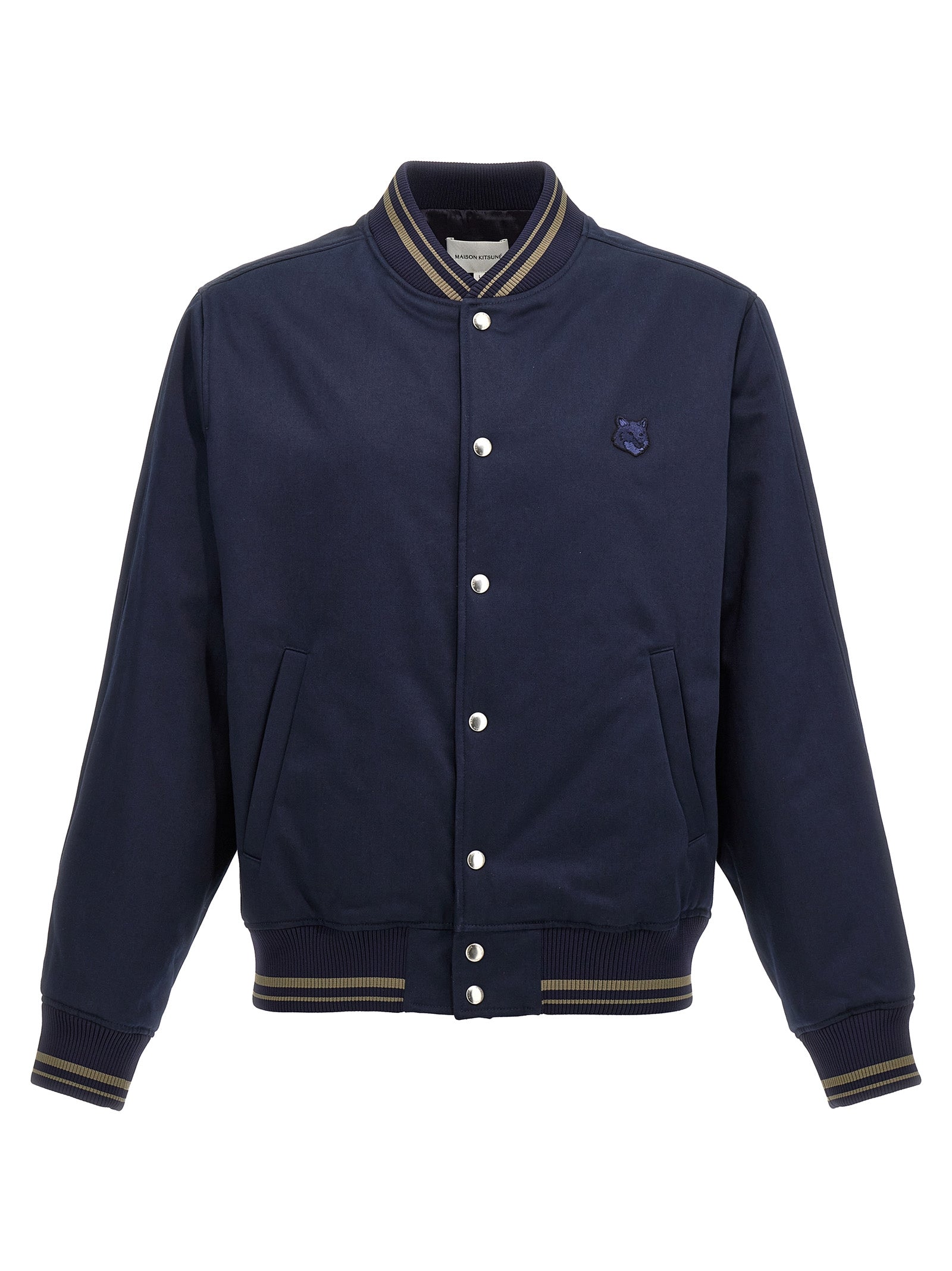 Maison Kitsune-Logo Embroidery Bomber Jacket Giacche Blu-Uomo