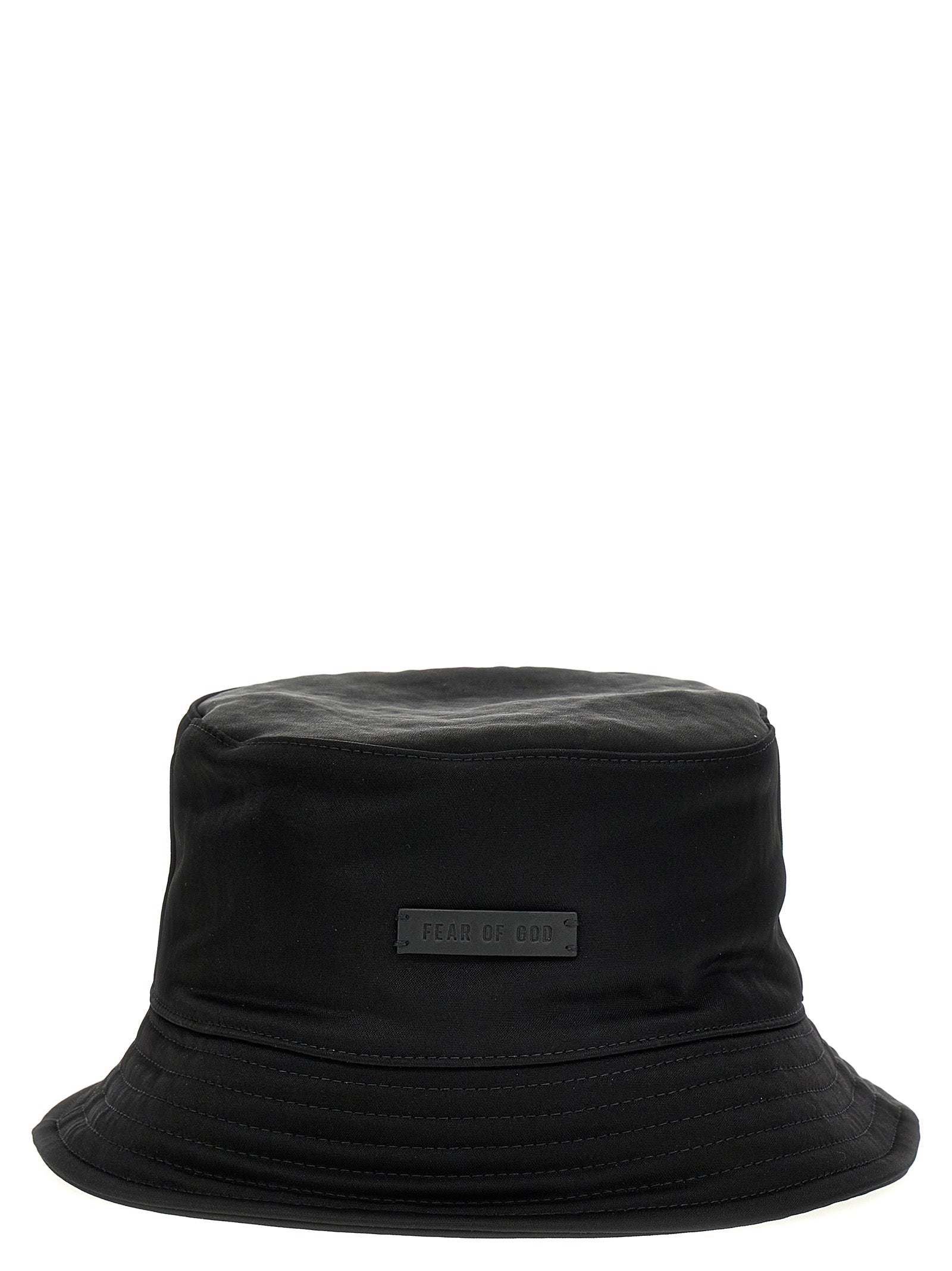 Fear Of God-Logo Patch Bucket Hat Cappelli Nero-Uomo