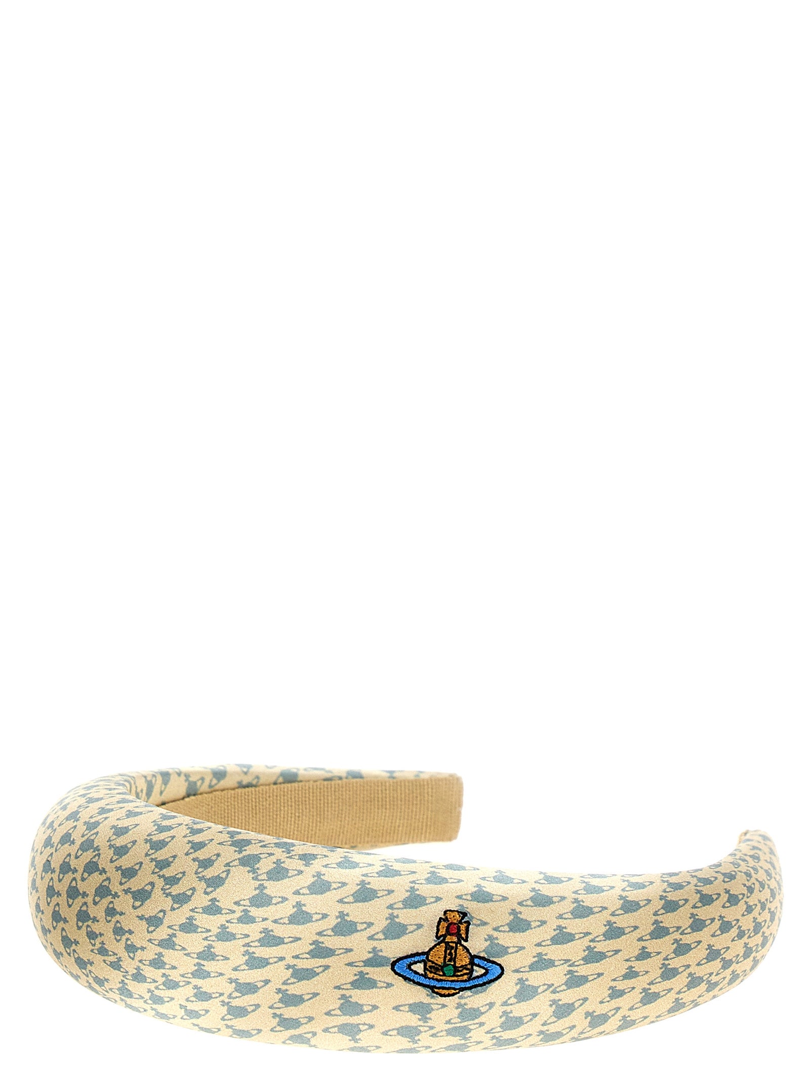 Vivienne Westwood-Logo Print Headband Accessori Per Capelli Beige-Donna