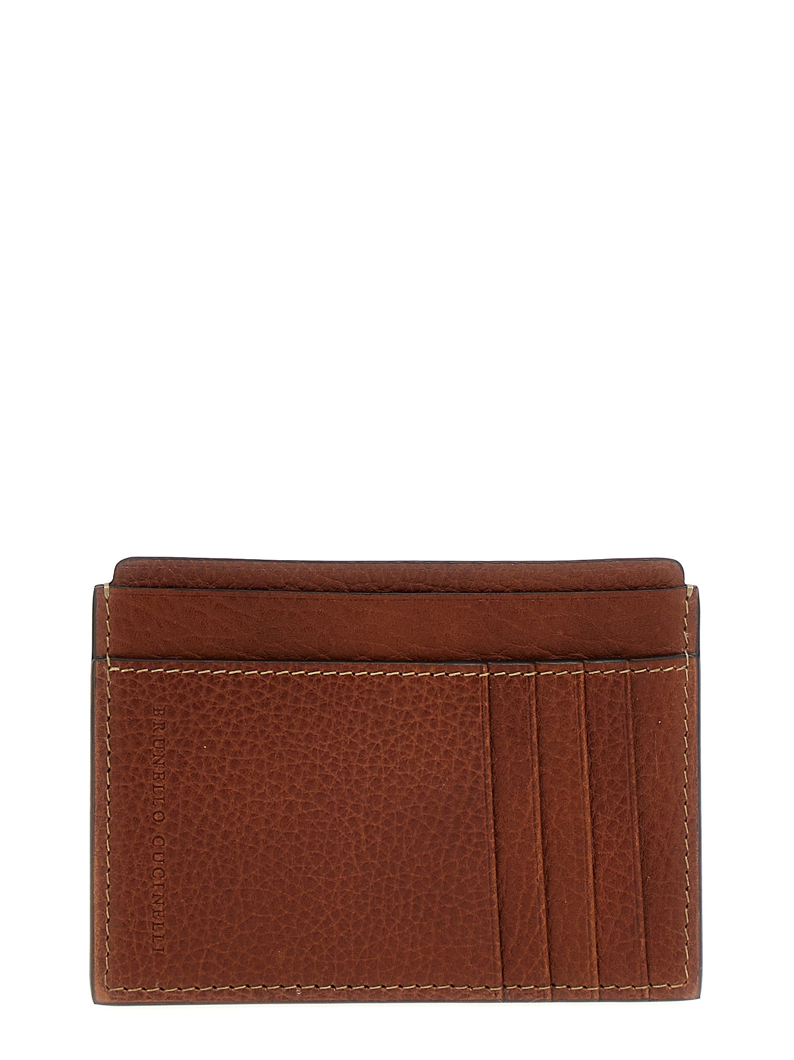 Brunello Cucinelli-Leather Cardholder Portafogli Multicolor-Uomo