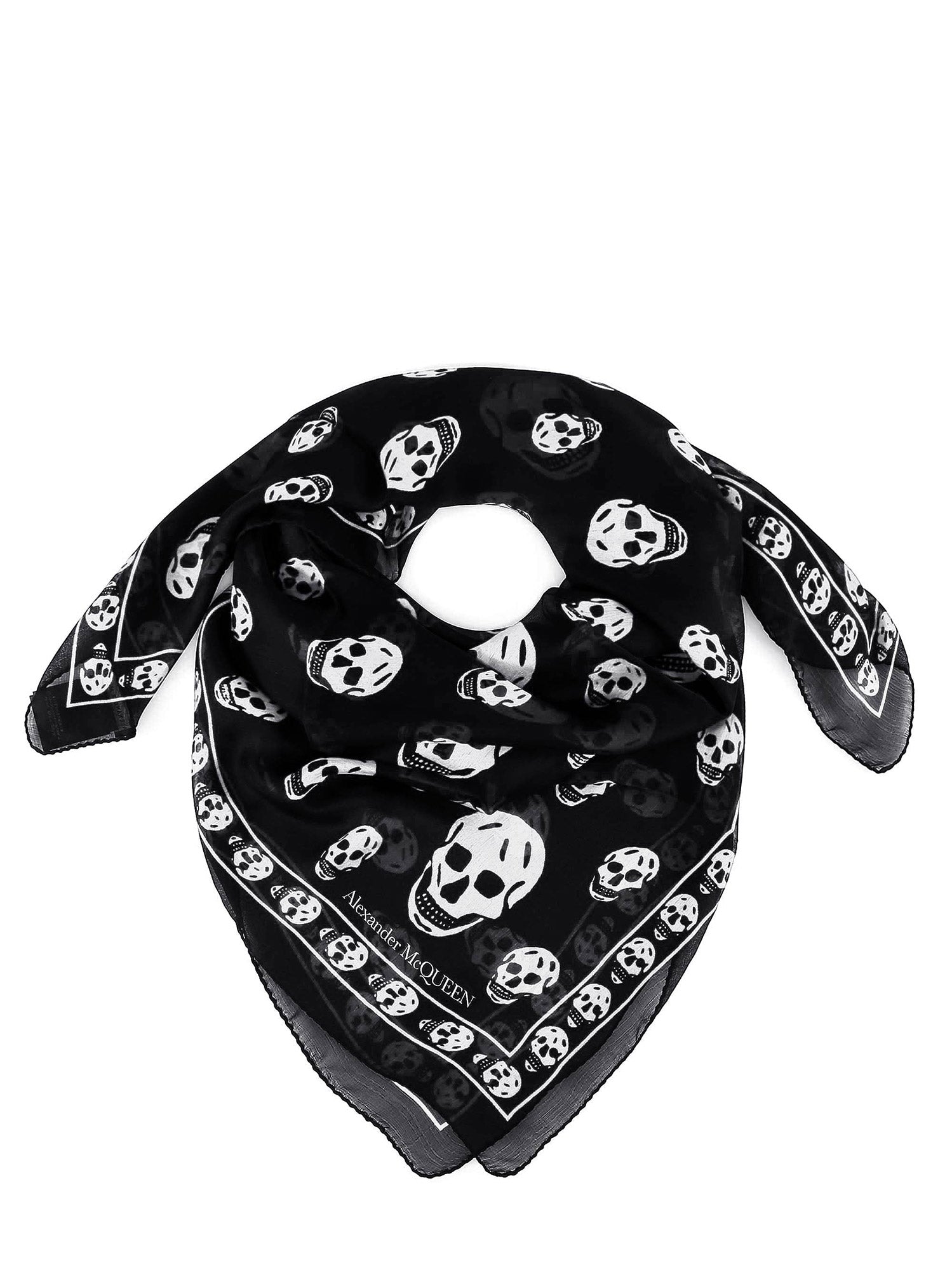 Alexander McQueen-Sciarpa in seta con stampa Skull all-over-Uomo