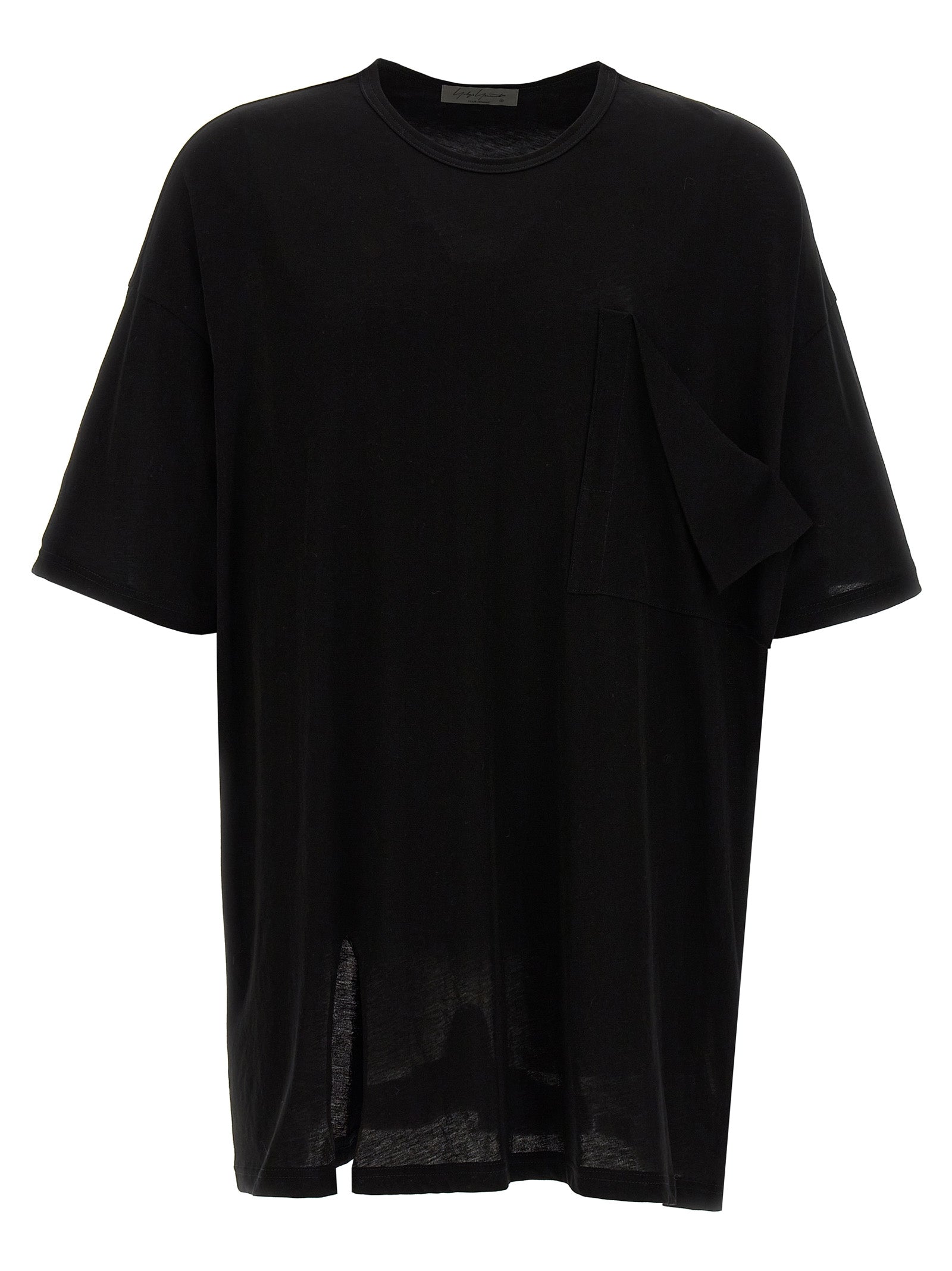 Yohji Yamamoto-Unfinished Pocket T Shirt Nero-Uomo