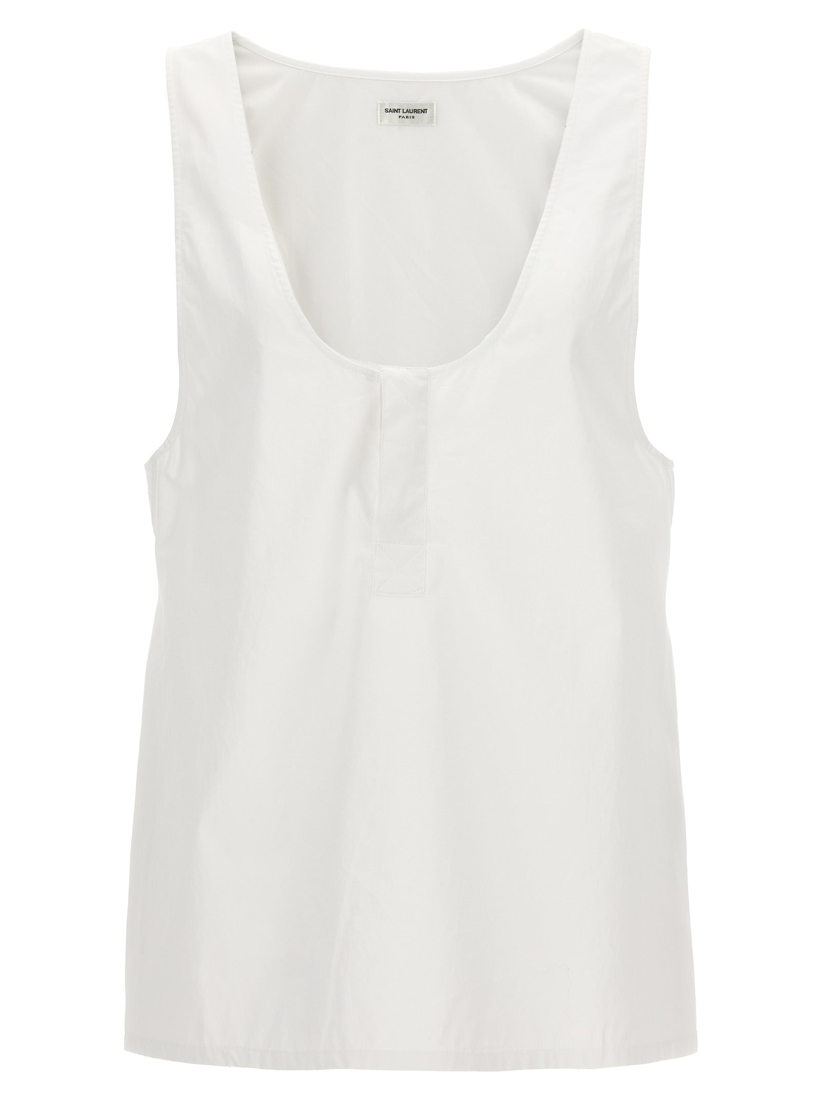 Saint Laurent-Henley Top Bianco-Donna