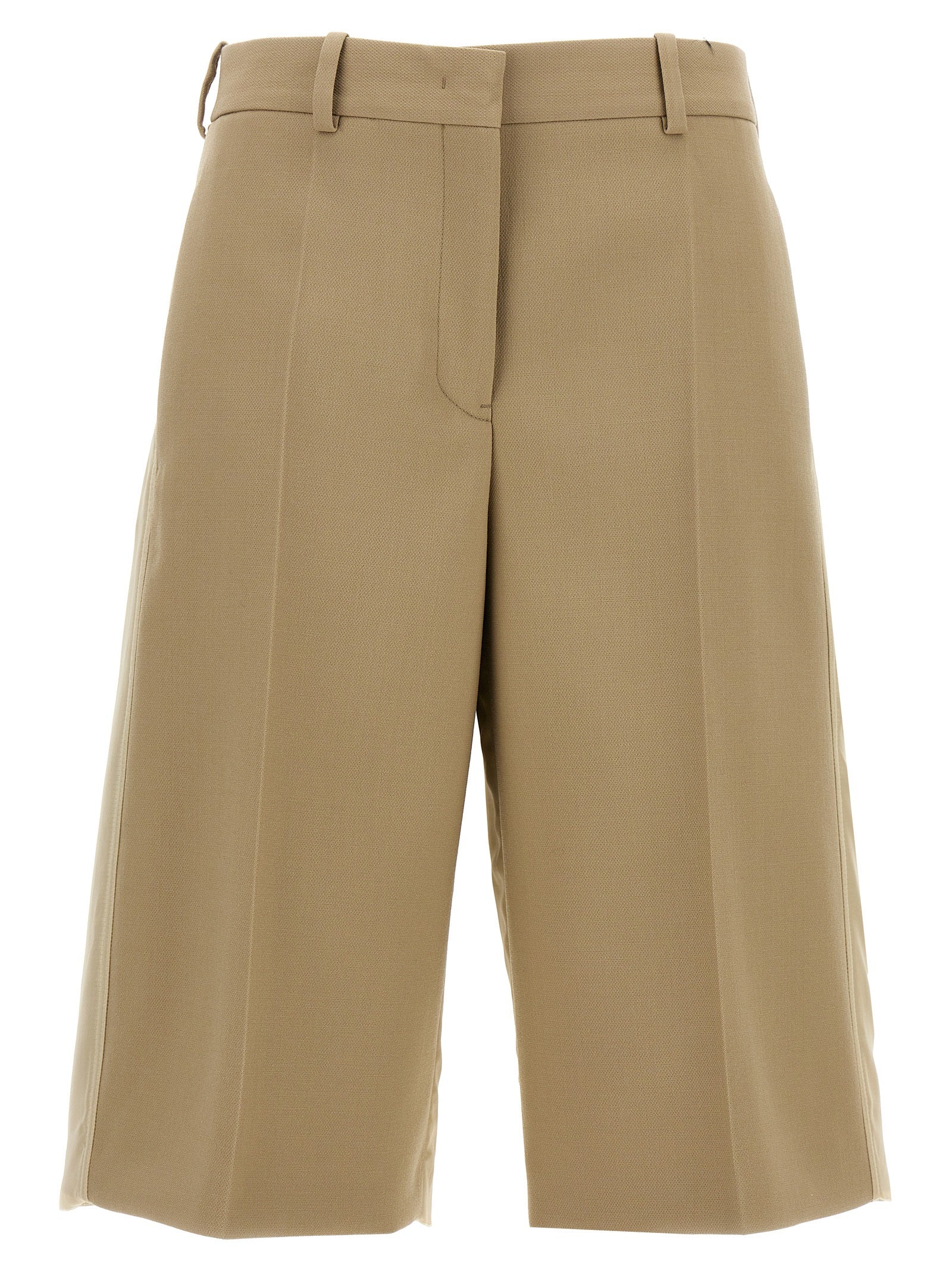 Jil Sander-Wool Bermuda Shorts Bermuda, Short Beige-Donna