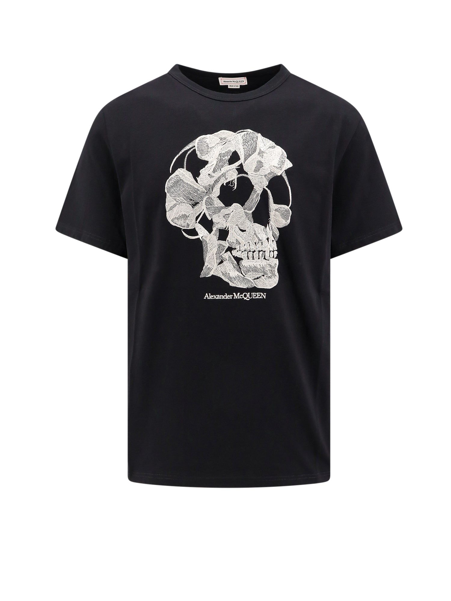 Alexander McQueen-T-shirt in cotone biologico con ricamo-Uomo