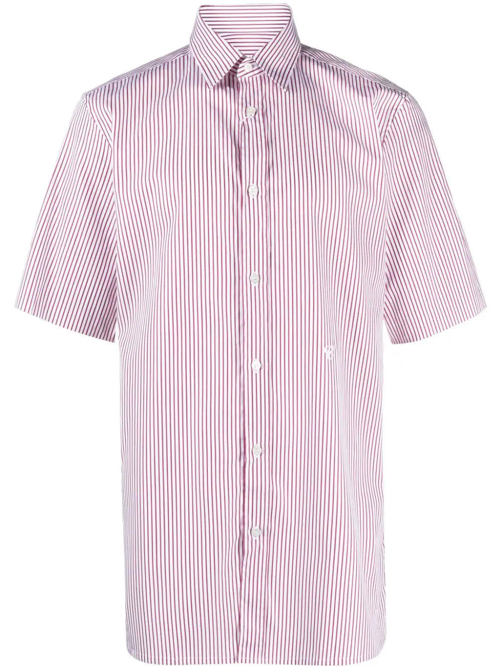 Maison Margiela-camicia in cotone a righe con logo ricamato-Uomo