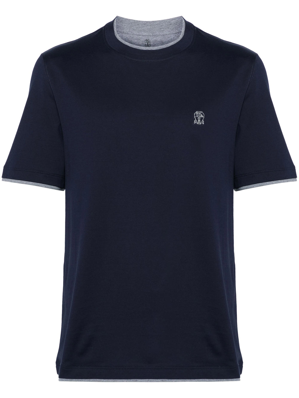 Brunello Cucinelli-T-shirt a strati con ricamo-Uomo