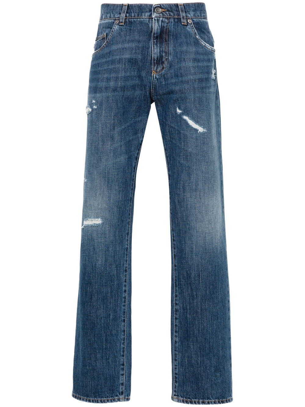 Dolce & Gabbana-Jeans dritti con effetto vissuto-Uomo