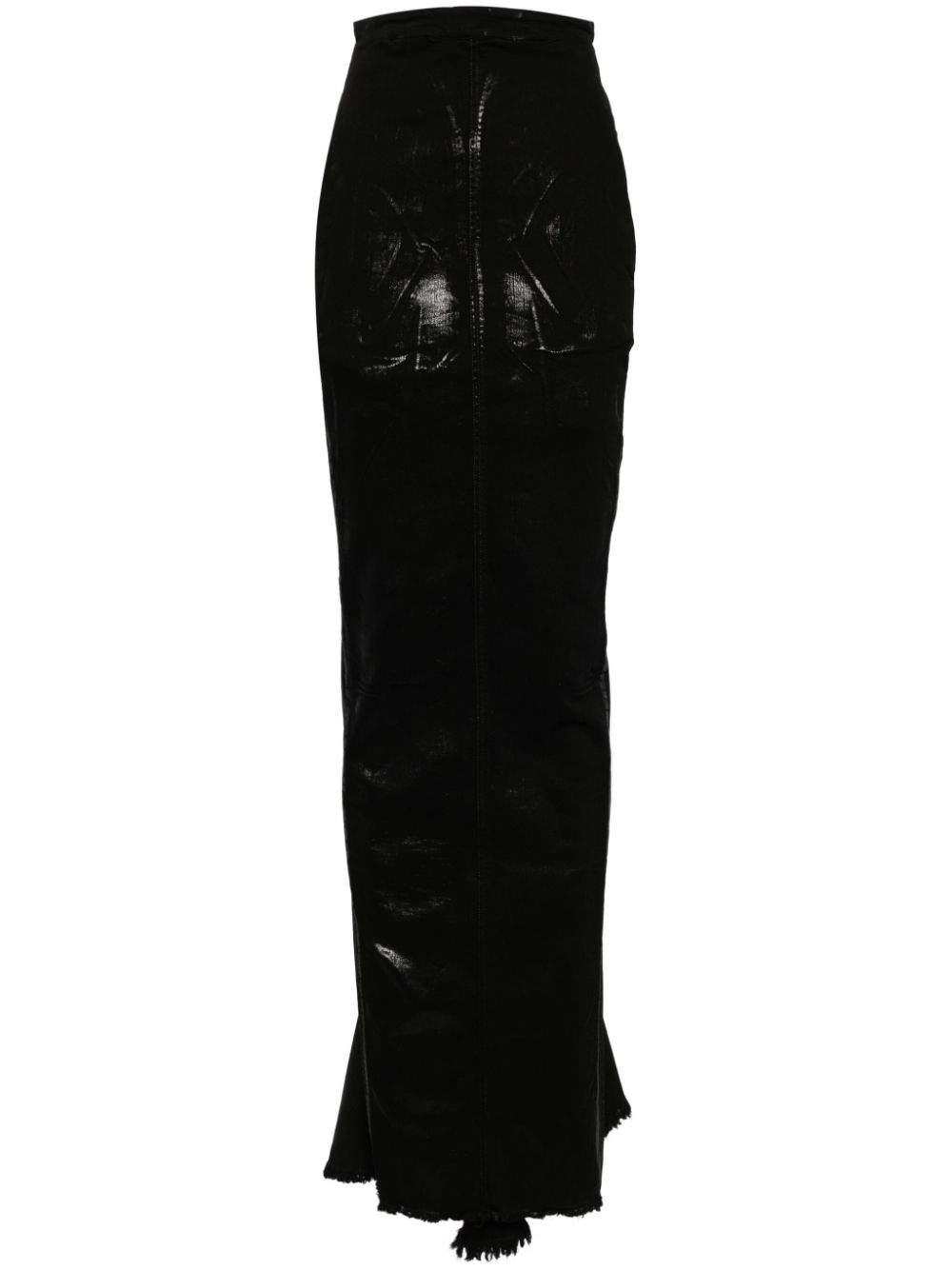 Rick Owens-maxi gonna in denim con finitura metallizzata-Donna