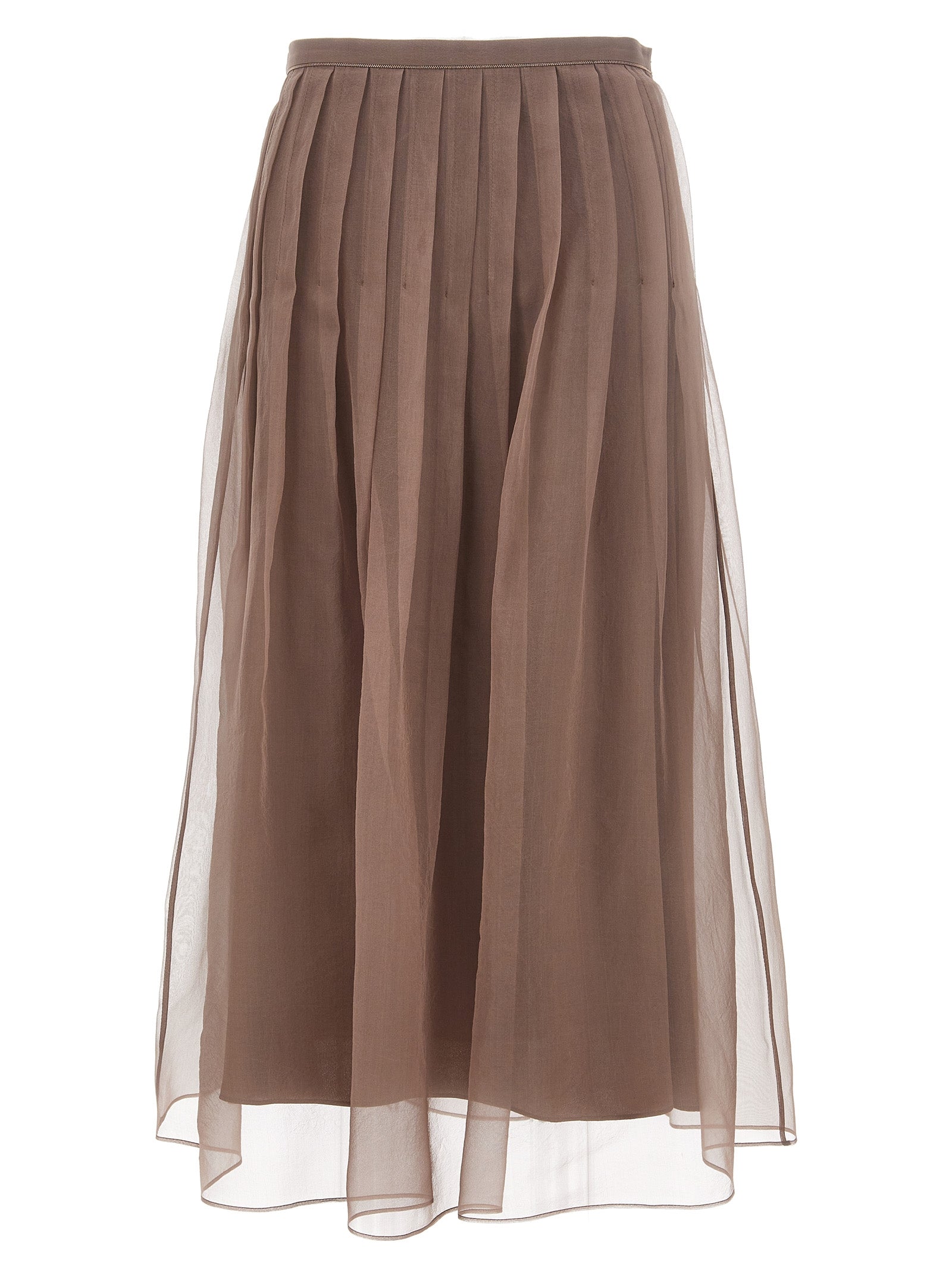 Brunello Cucinelli-Tulle Skirt Gonne Marrone-Donna