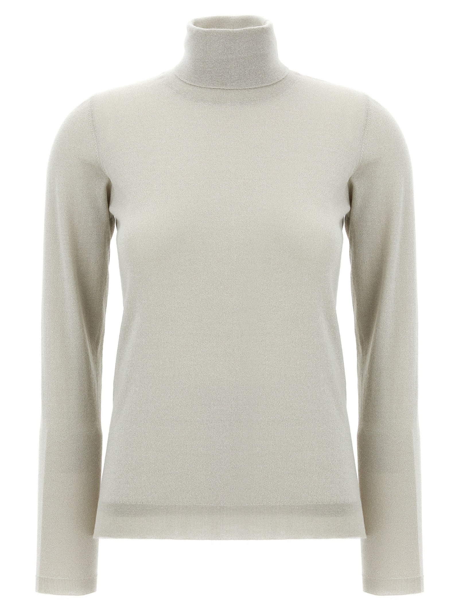 Brunello Cucinelli-Lurex Turtleneck Maglioni Bianco-Donna