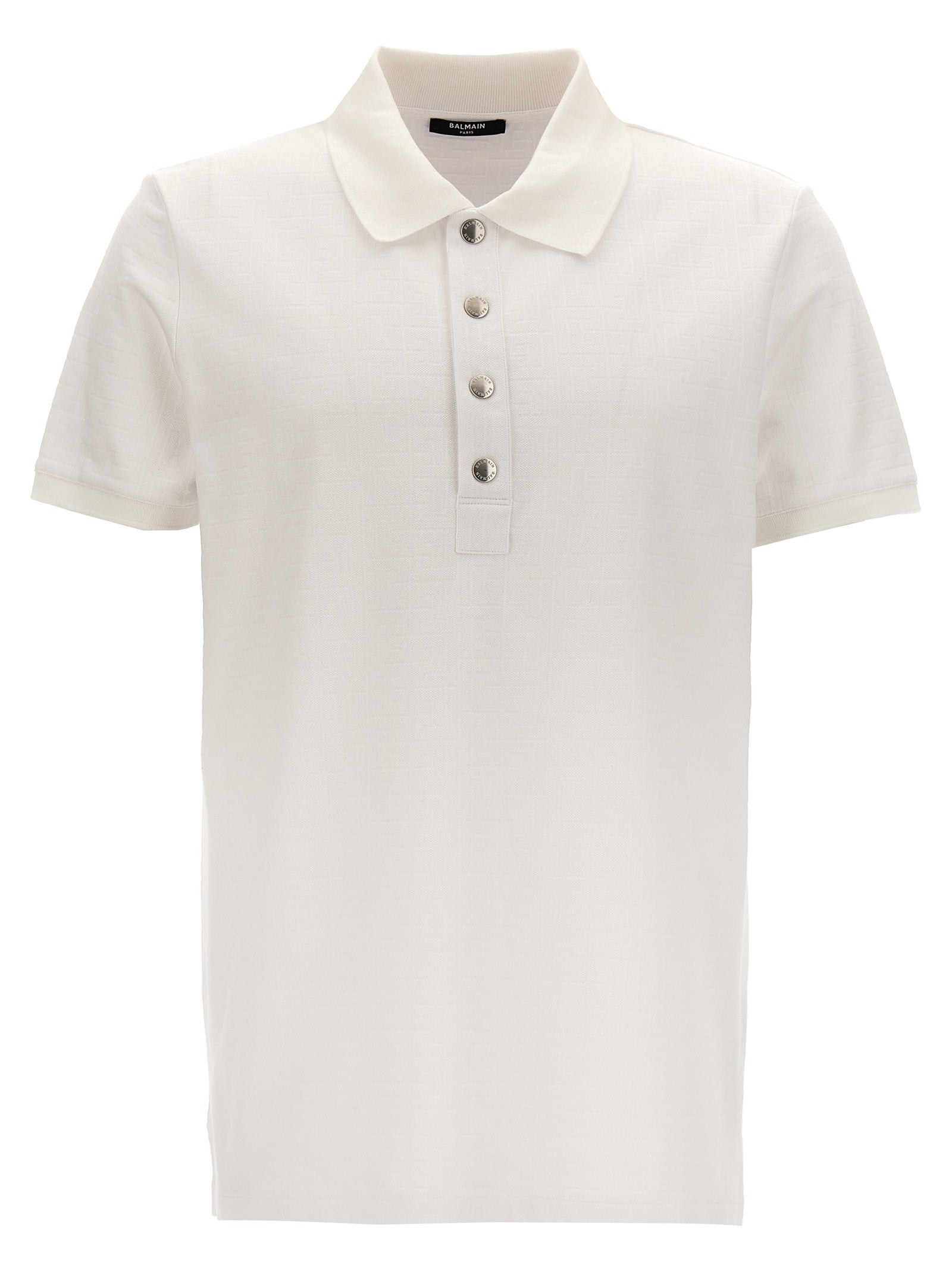 Balmain-Monogram Polo Bianco-Uomo