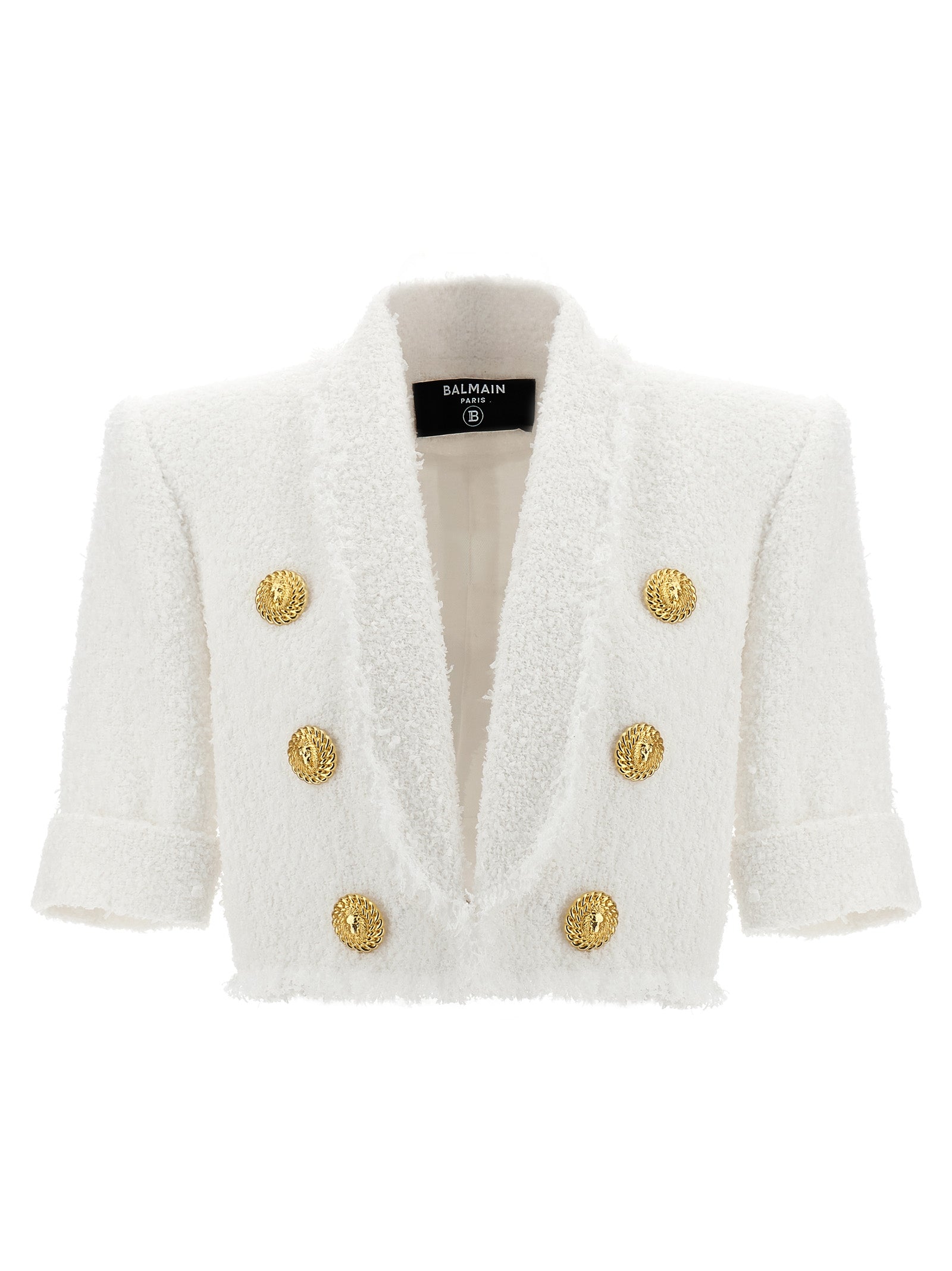 Balmain-Tweed Short Jacket Blazer And Suits Bianco-Donna