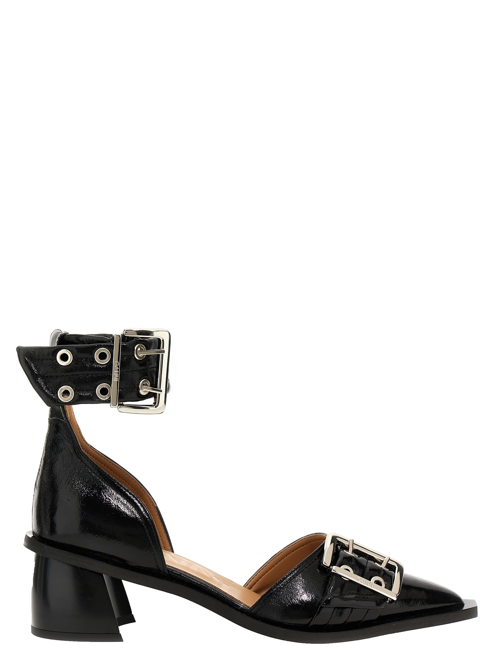 Ganni-Chunky Buckle Decollete Nero-Donna