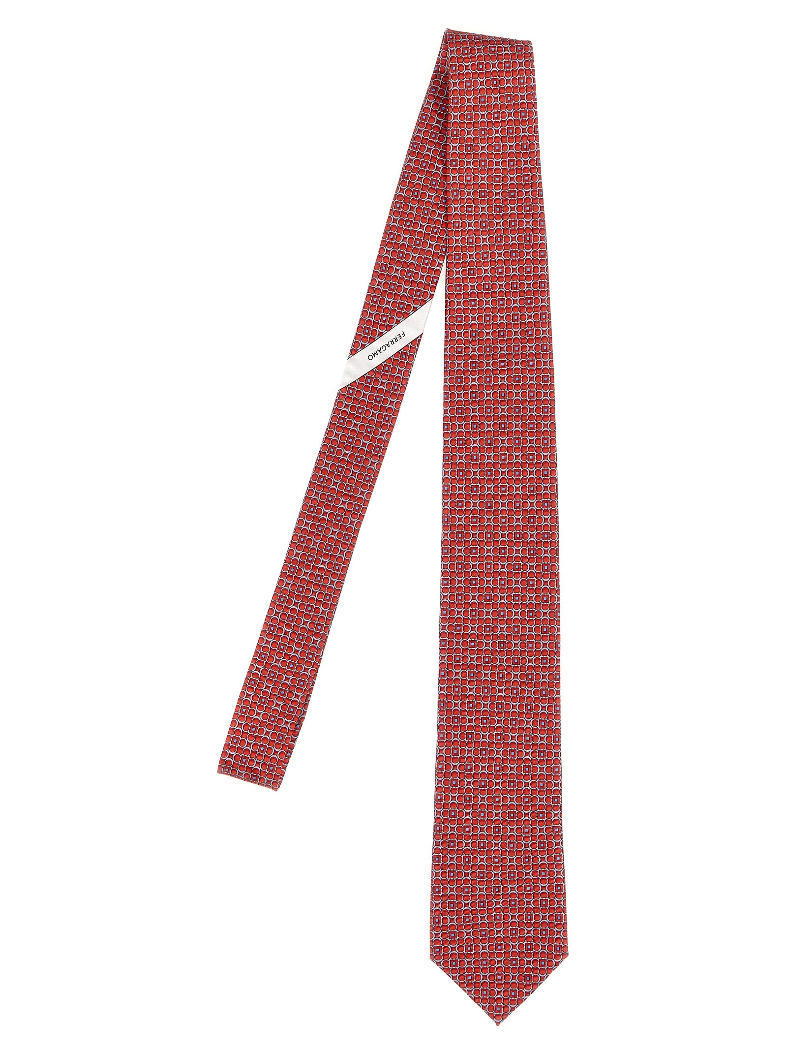 Ferragamo-Printed Tie Cravatte Rosso-Uomo