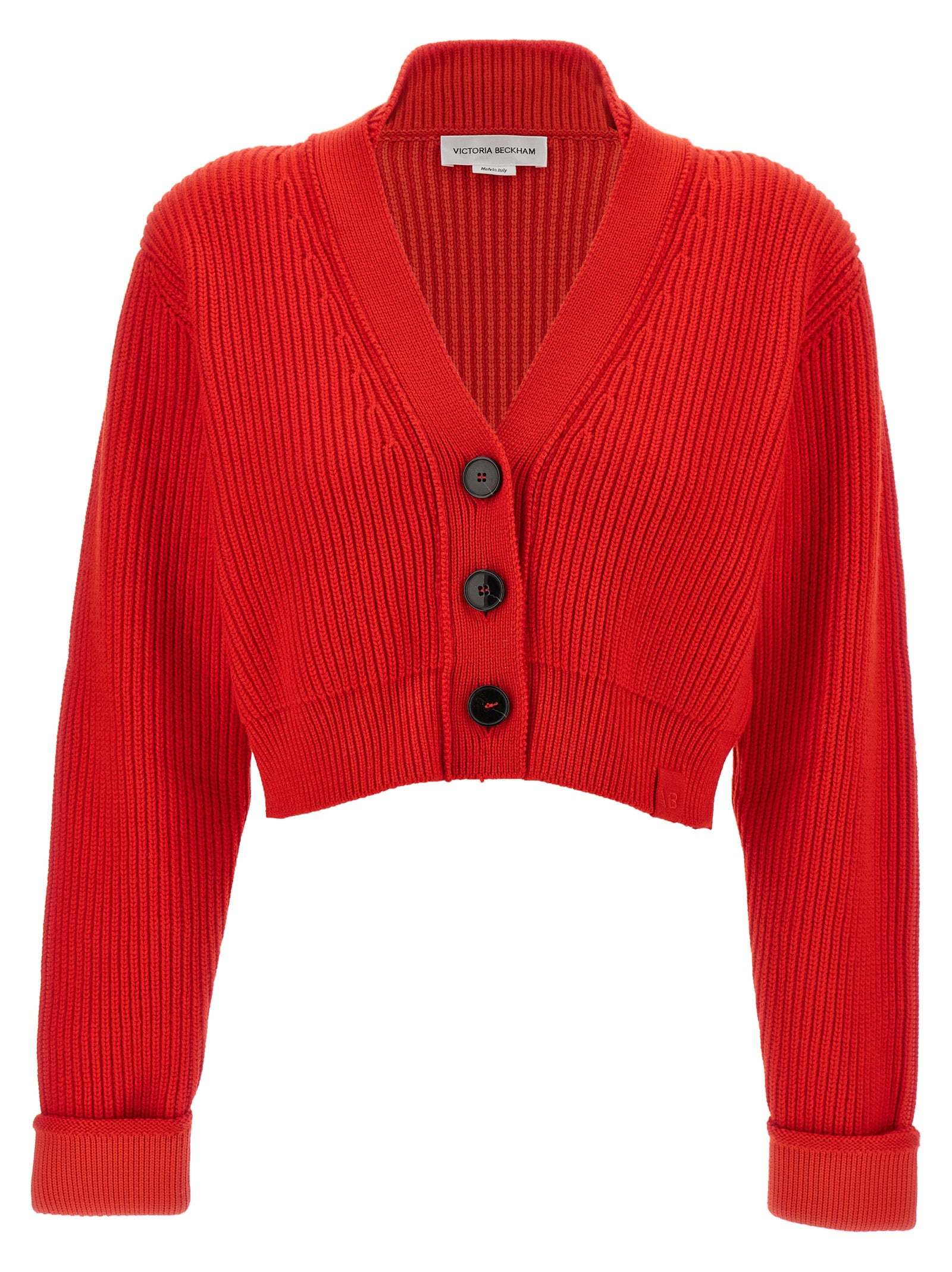 Victoria Beckham-Cropped Cardigan Maglioni Rosso-Donna