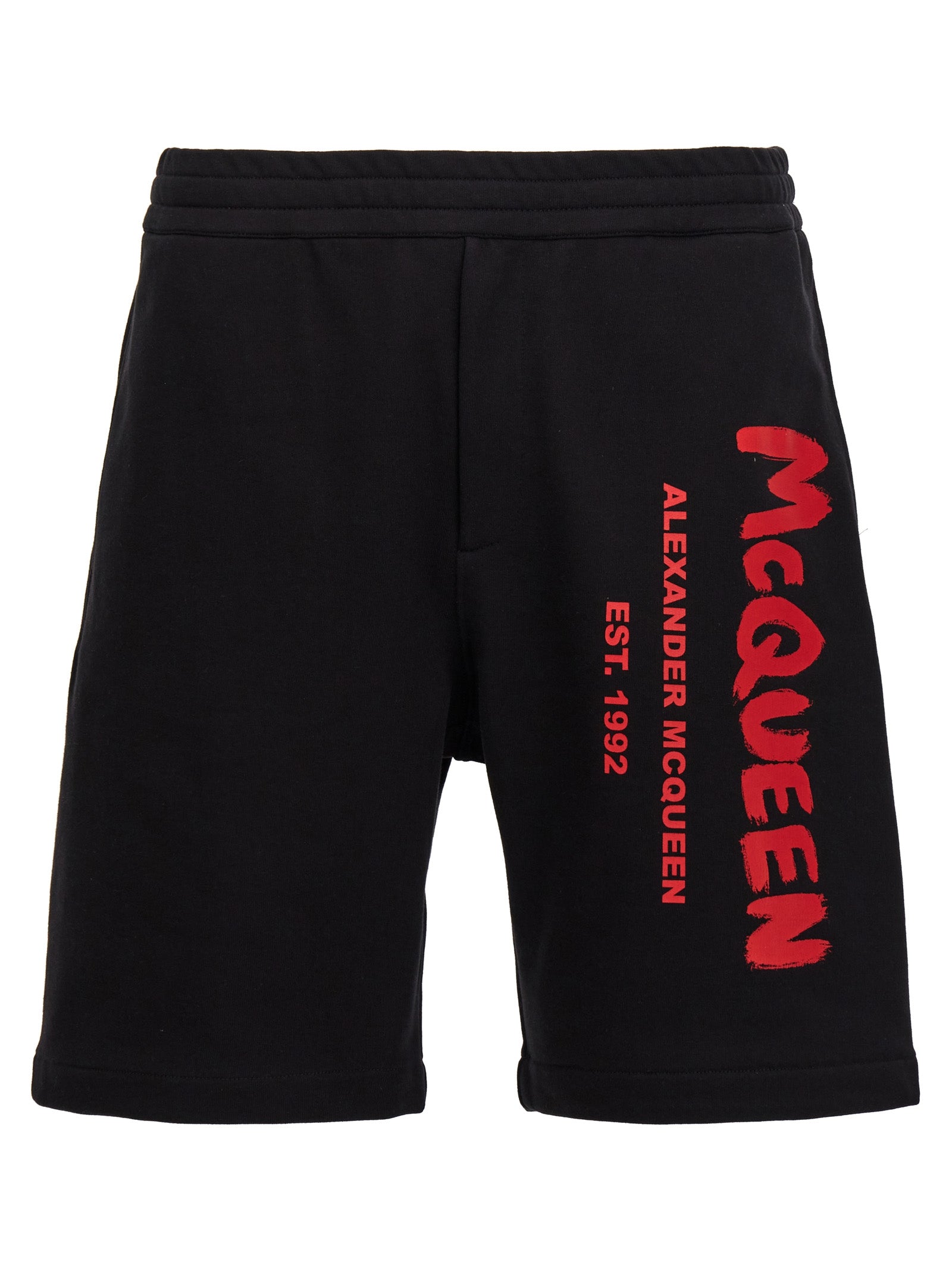 Alexander Mcqueen-Graffiti Bermuda, Short Nero-Uomo