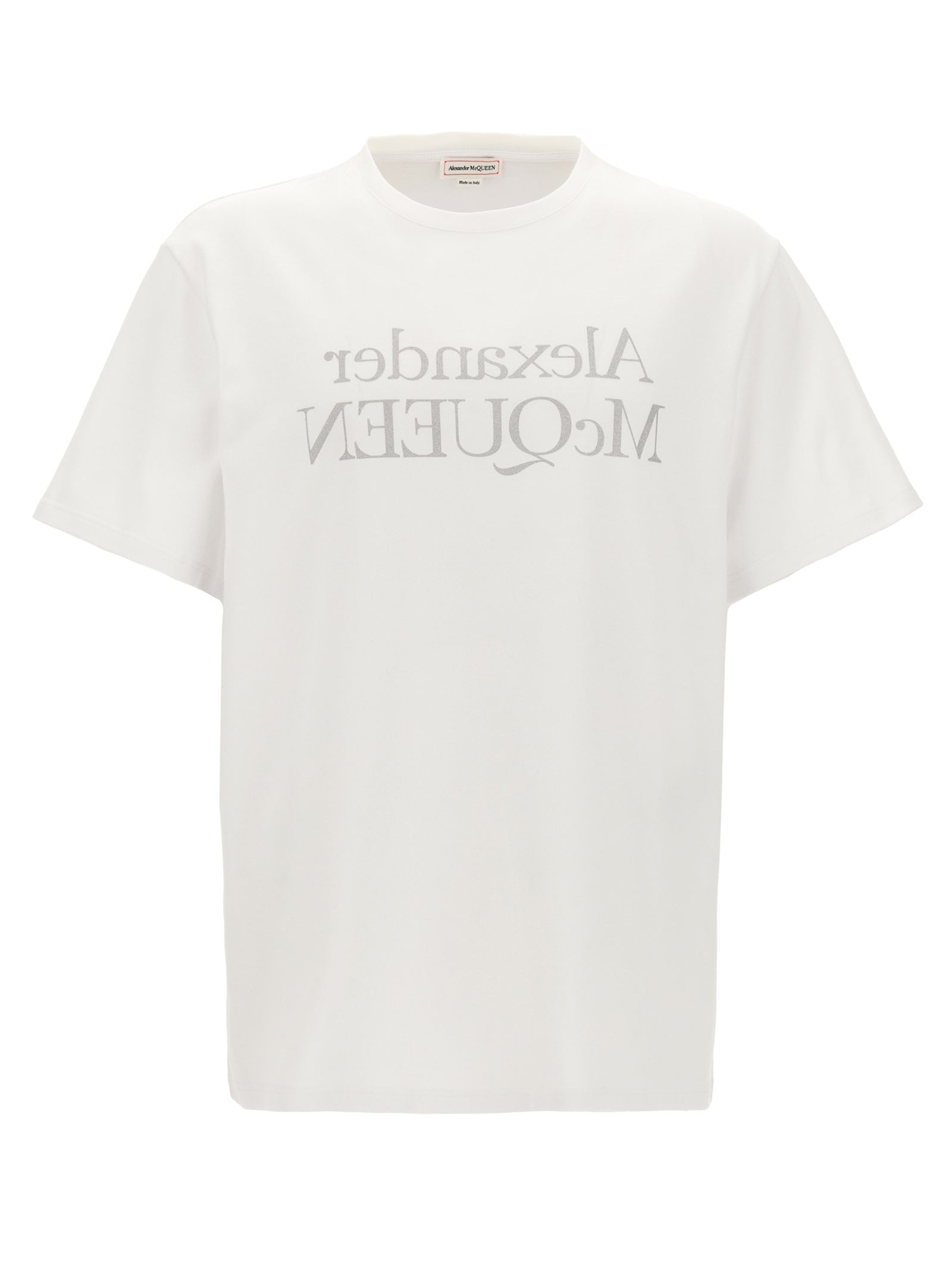 Alexander Mcqueen-Logo Print T Shirt Bianco-Uomo