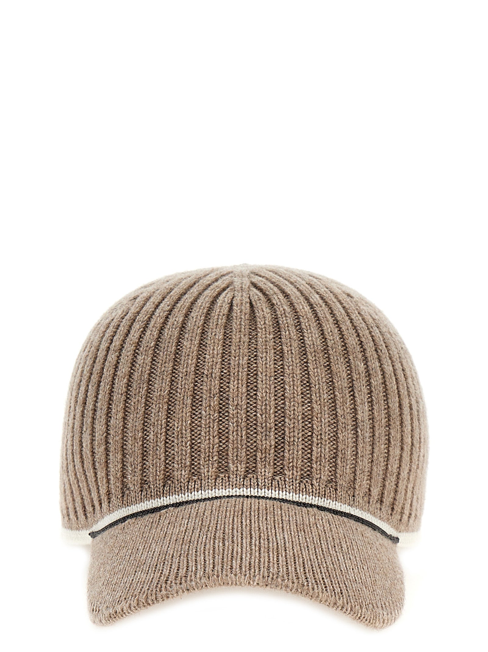 Brunello Cucinelli-Ribbed Knit Cap Cappelli Beige-Donna