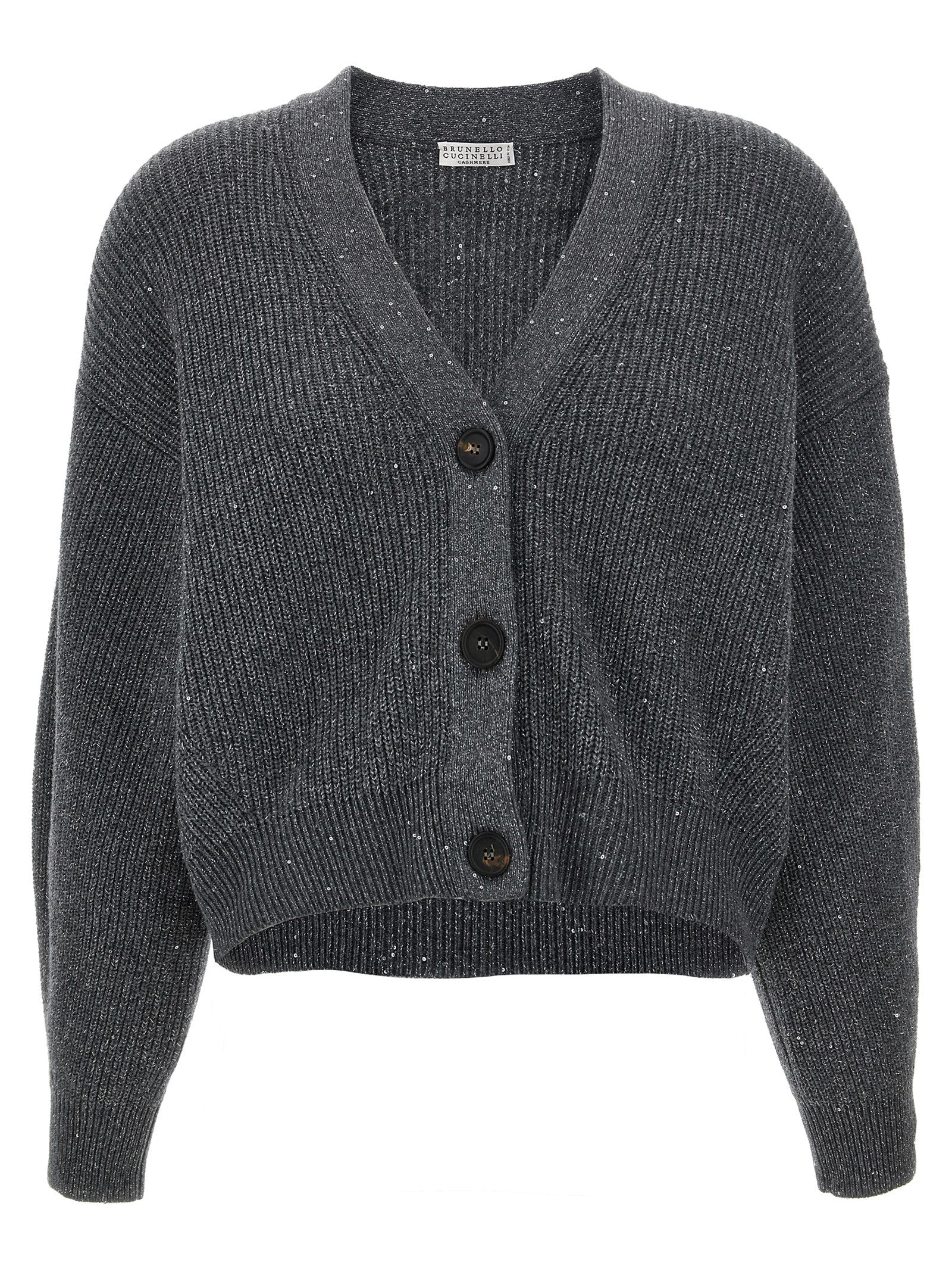 Brunello Cucinelli-Sequin Cardigan Maglioni Grigio-Donna