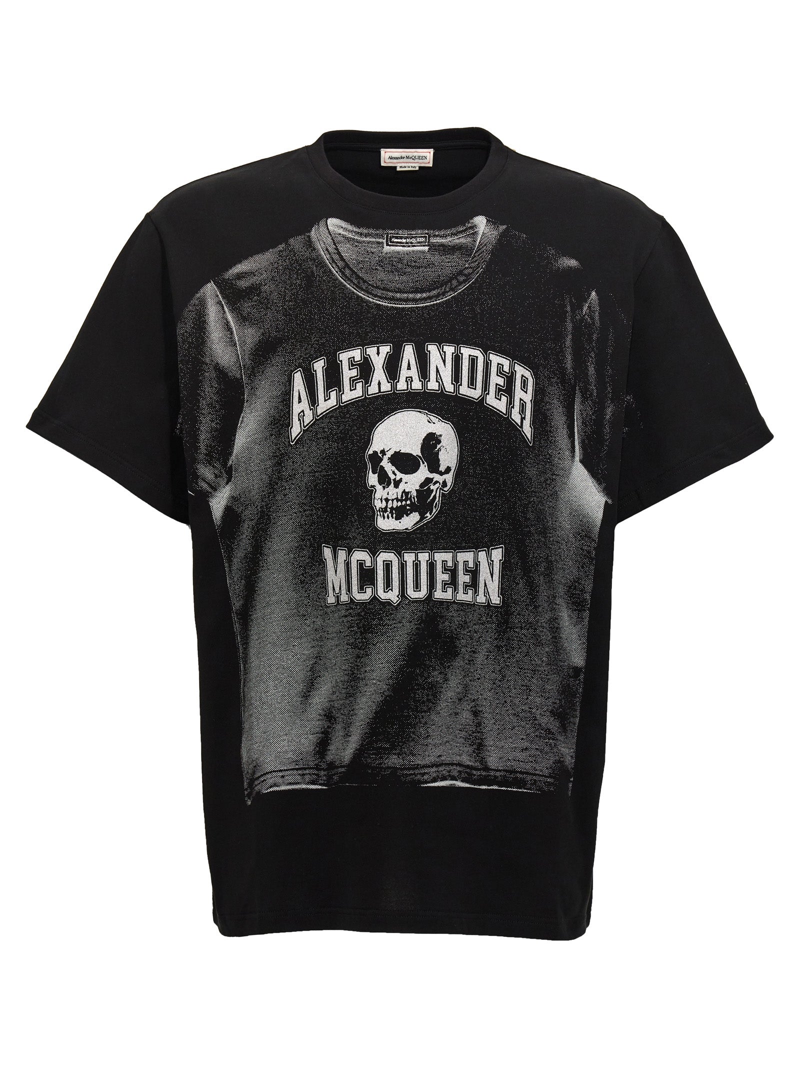 Alexander Mcqueen-Logo Print T Shirt Nero-Uomo