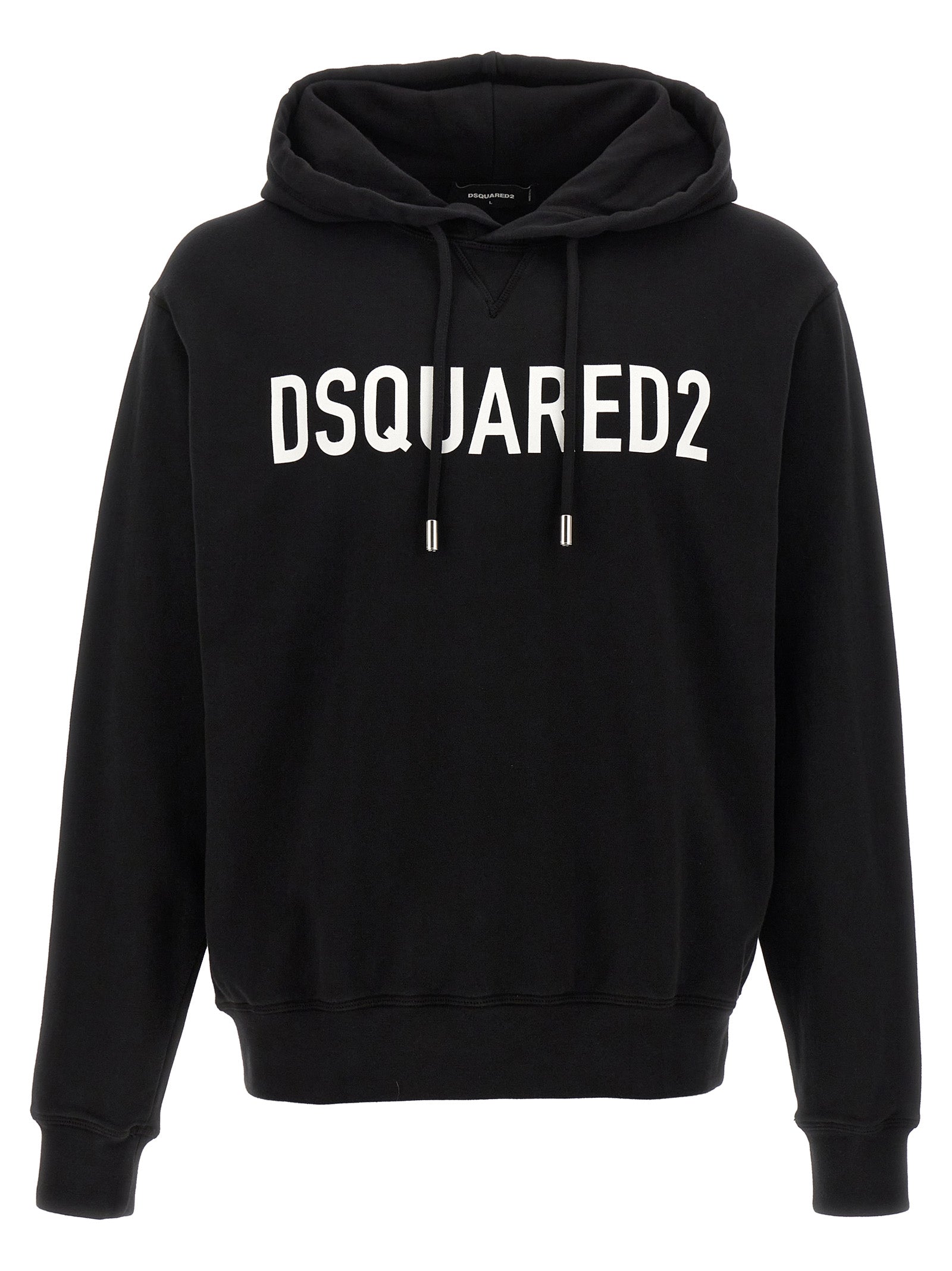 Dsquared2-Logo Print Hoodie Felpe Bianco/Nero-Uomo