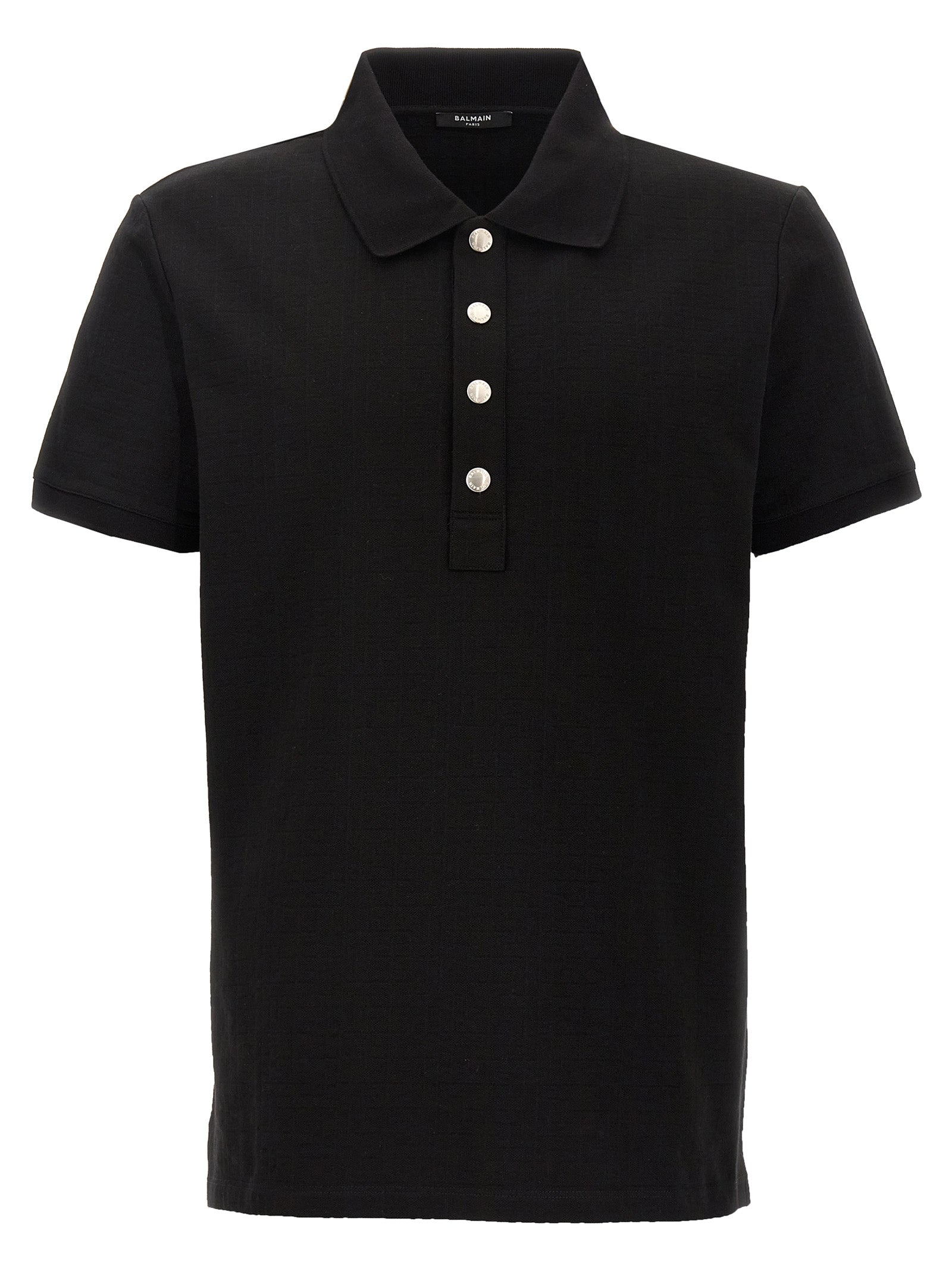 Balmain-Monogram Polo Nero-Uomo