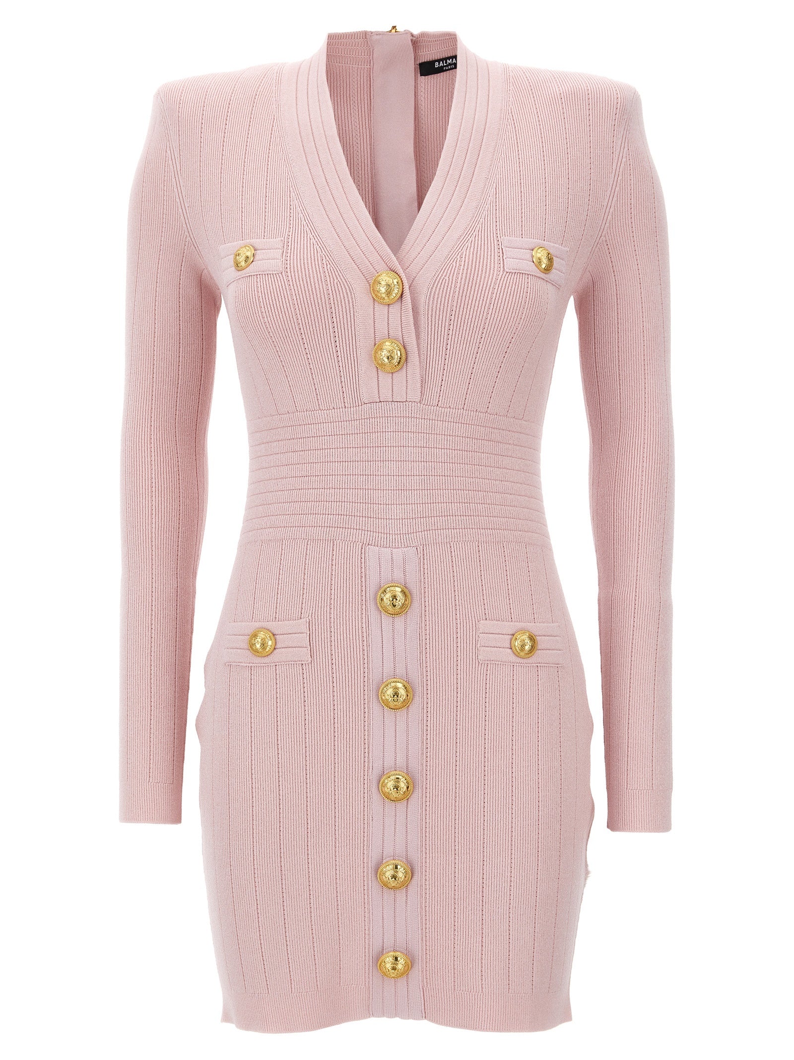 Balmain-Logo Button Dress Abiti Rosa-Donna