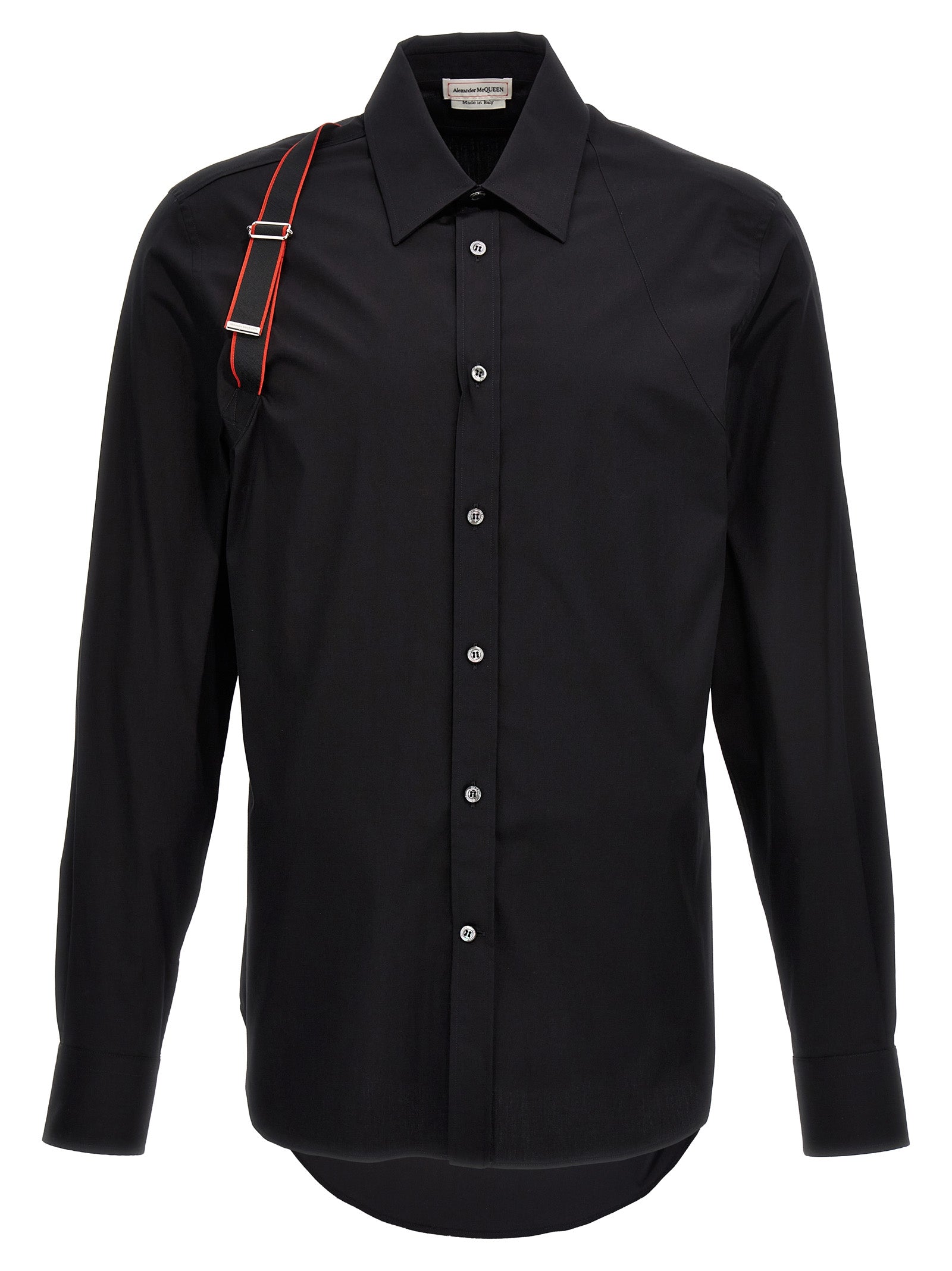 Alexander Mcqueen-Harness Detail Blouse Camicie Nero-Uomo