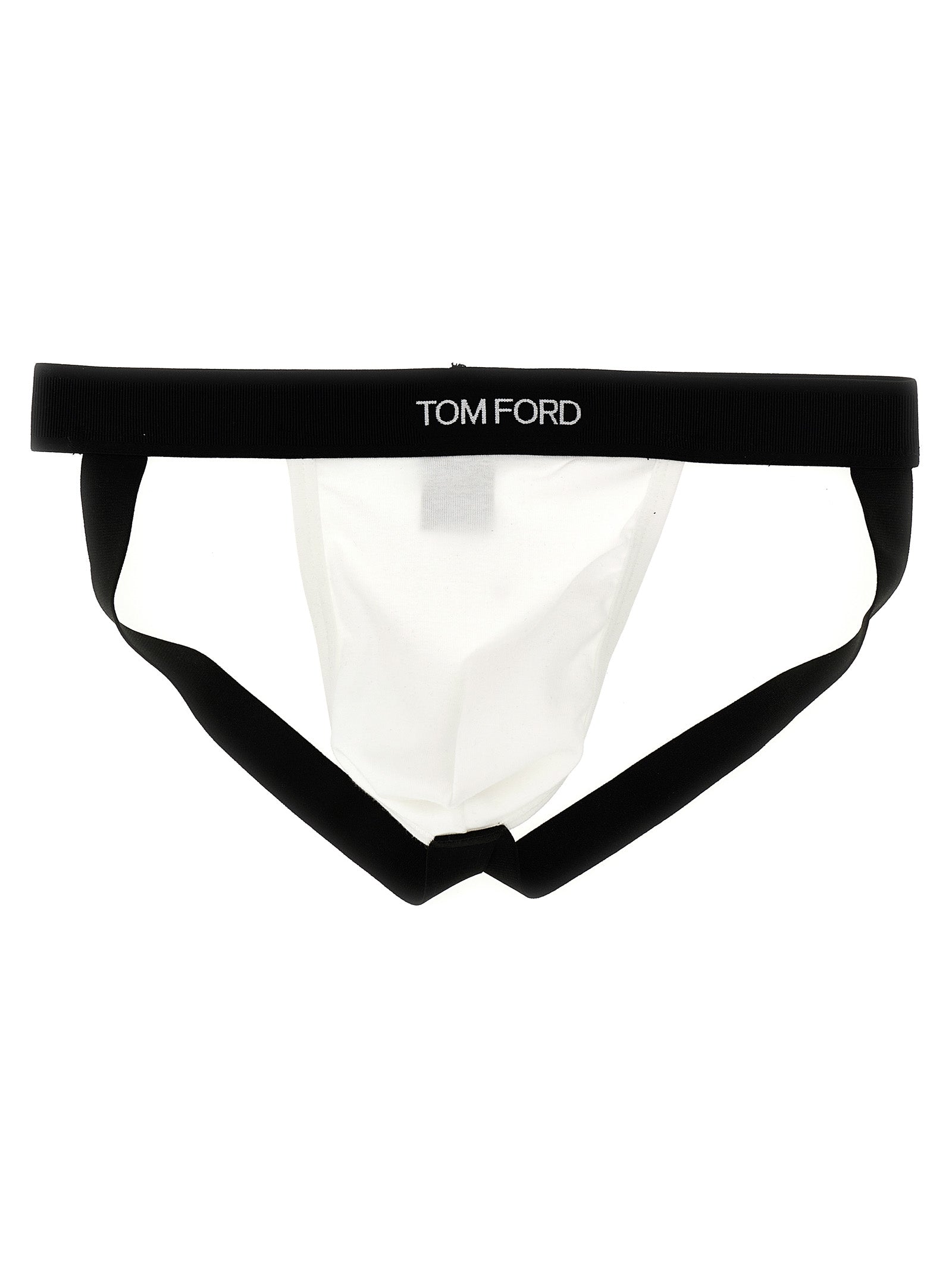 Tom Ford-Logo Briefs Intimo Bianco/Nero-Uomo