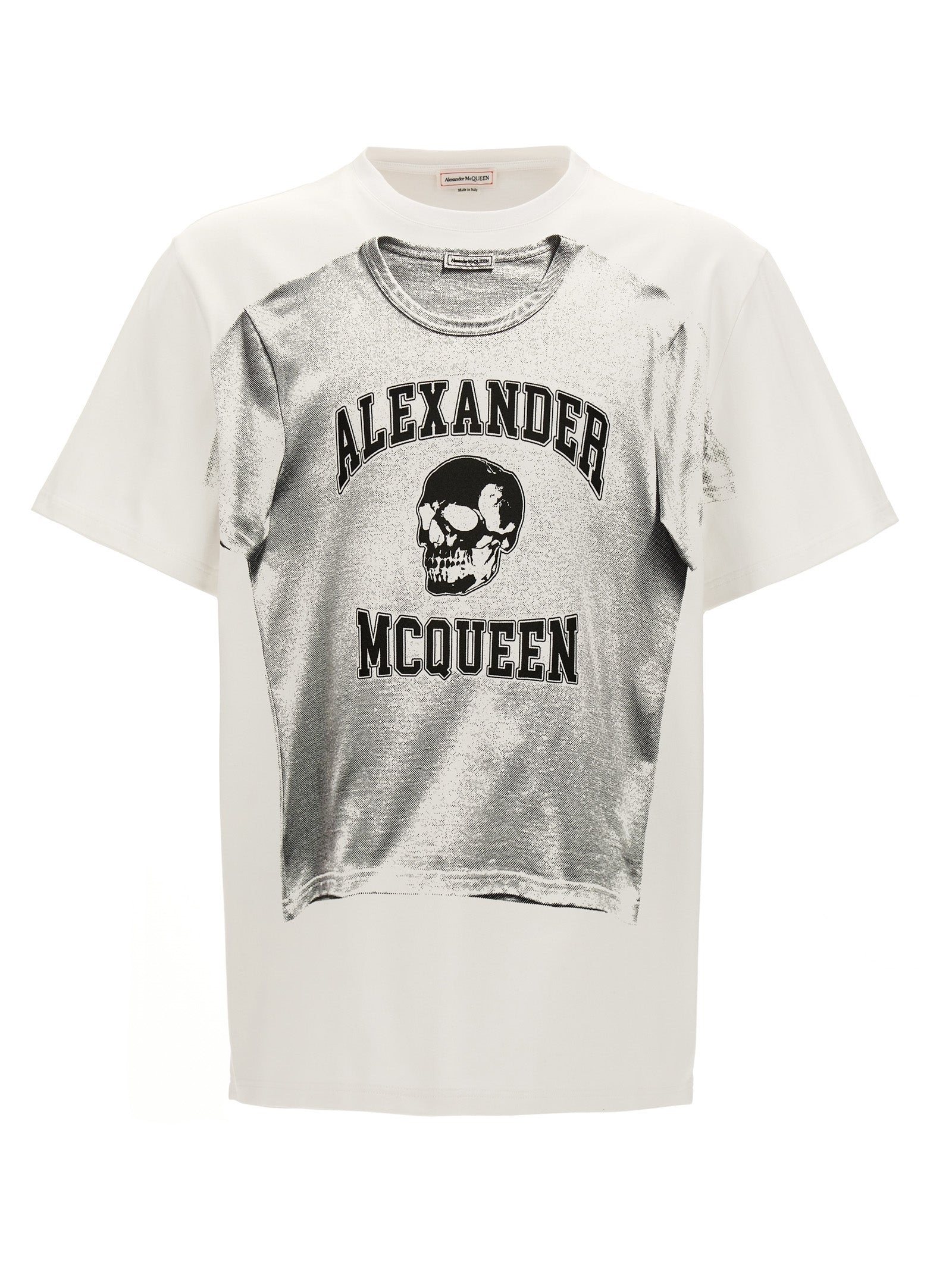 Alexander Mcqueen-Logo Print T Shirt Bianco/Nero-Uomo