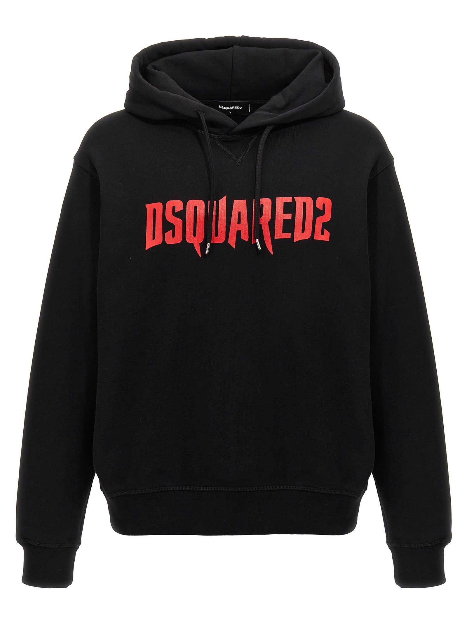 Dsquared2-Logo Print Hoodie Felpe Nero-Uomo