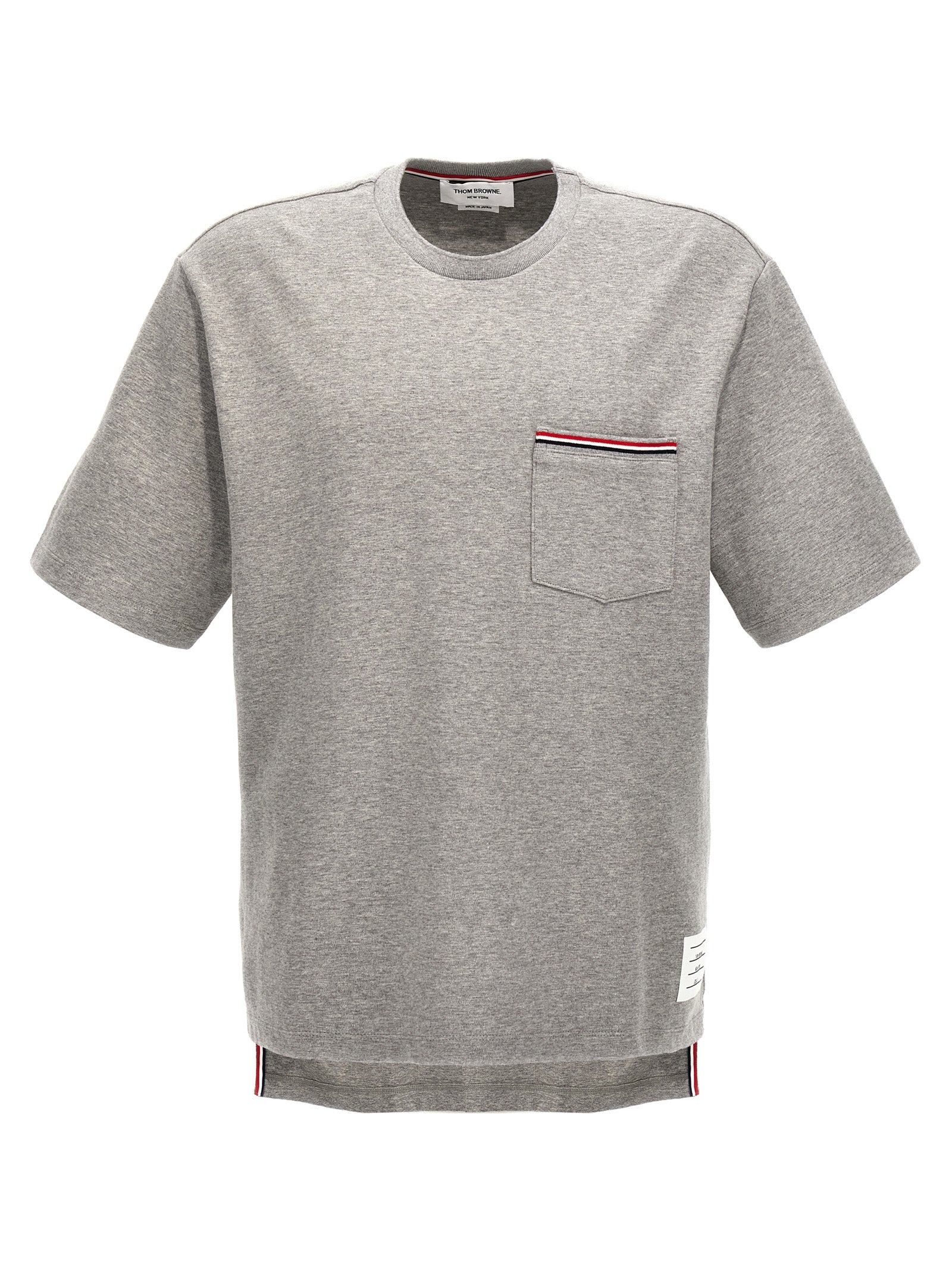 Thom Browne-Pocket T Shirt Grigio-Uomo