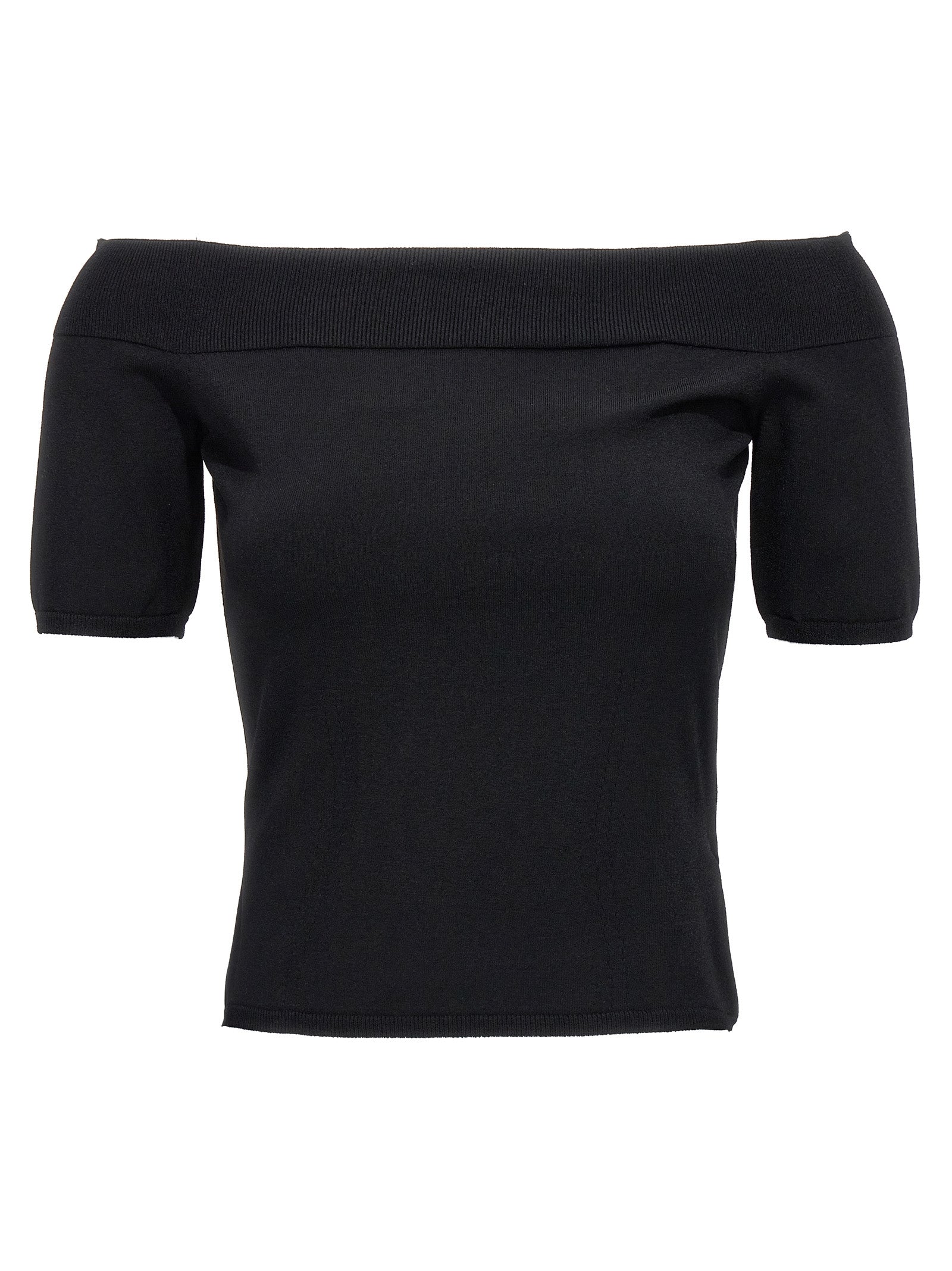 Alexander Mcqueen-Off-Shoulder Top Top Nero-Donna