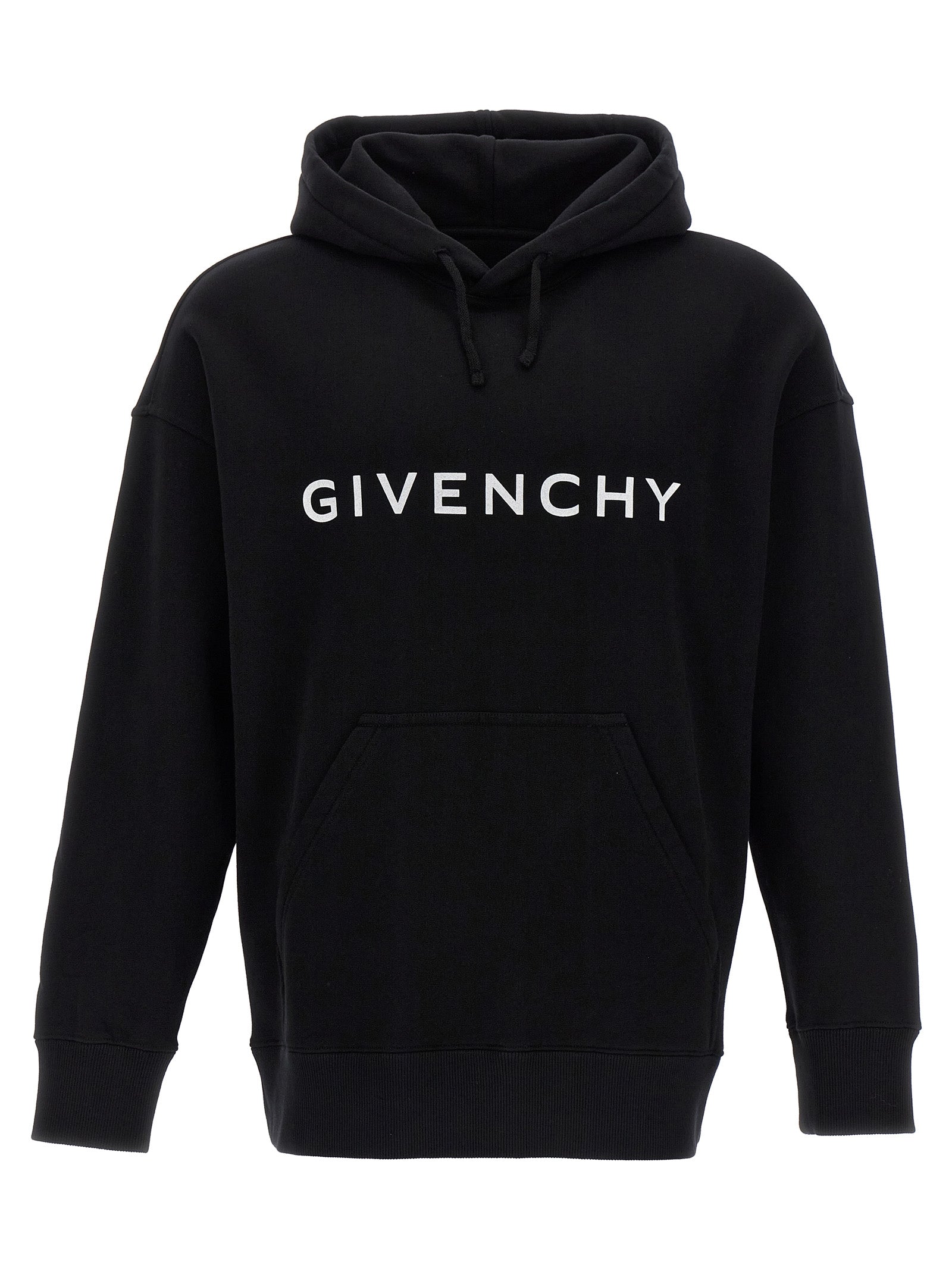 Givenchy-Logo Print Hoodie Felpe Bianco/Nero-Uomo