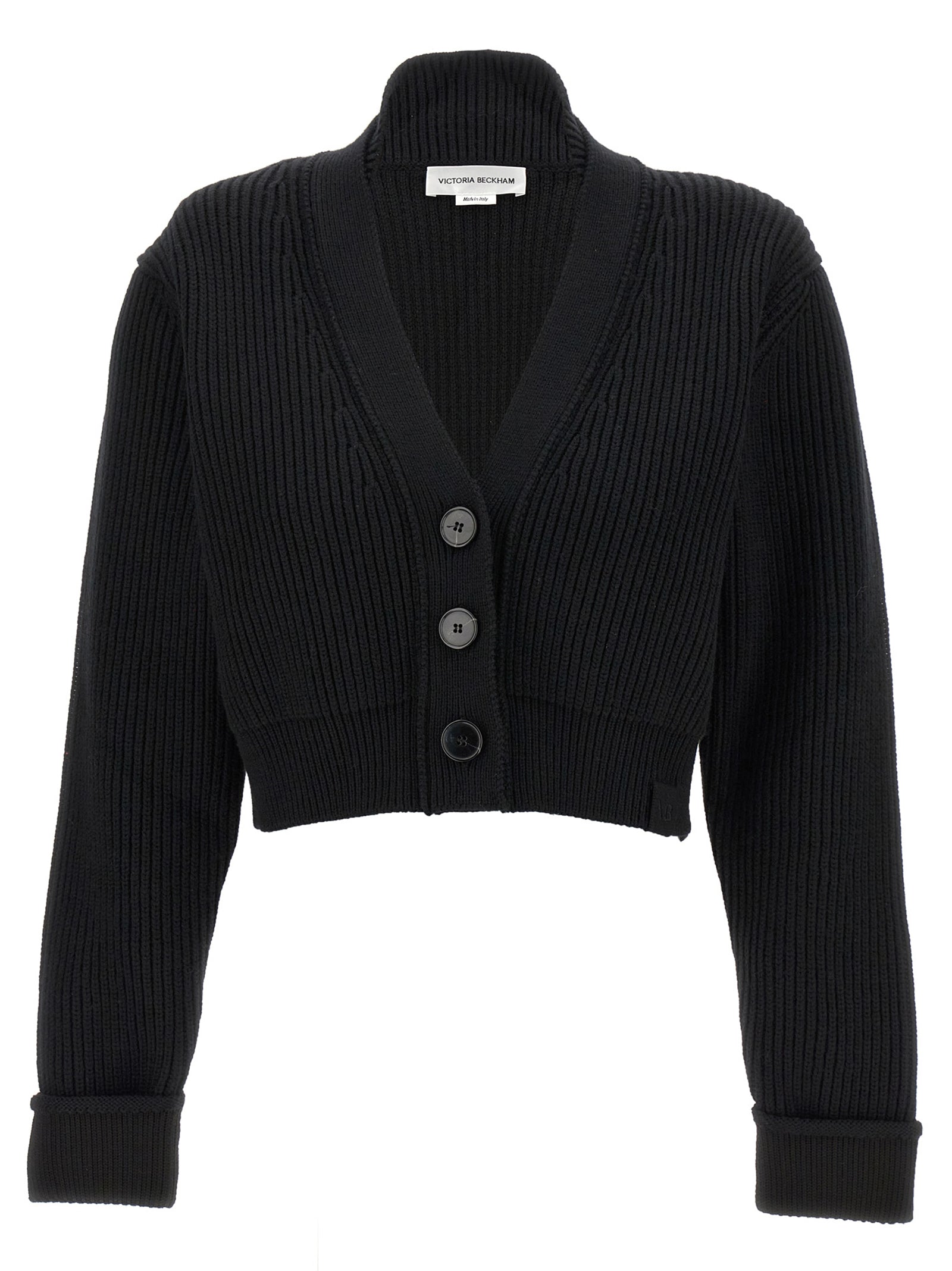 Victoria Beckham-Cropped Cardigan Maglioni Nero-Donna