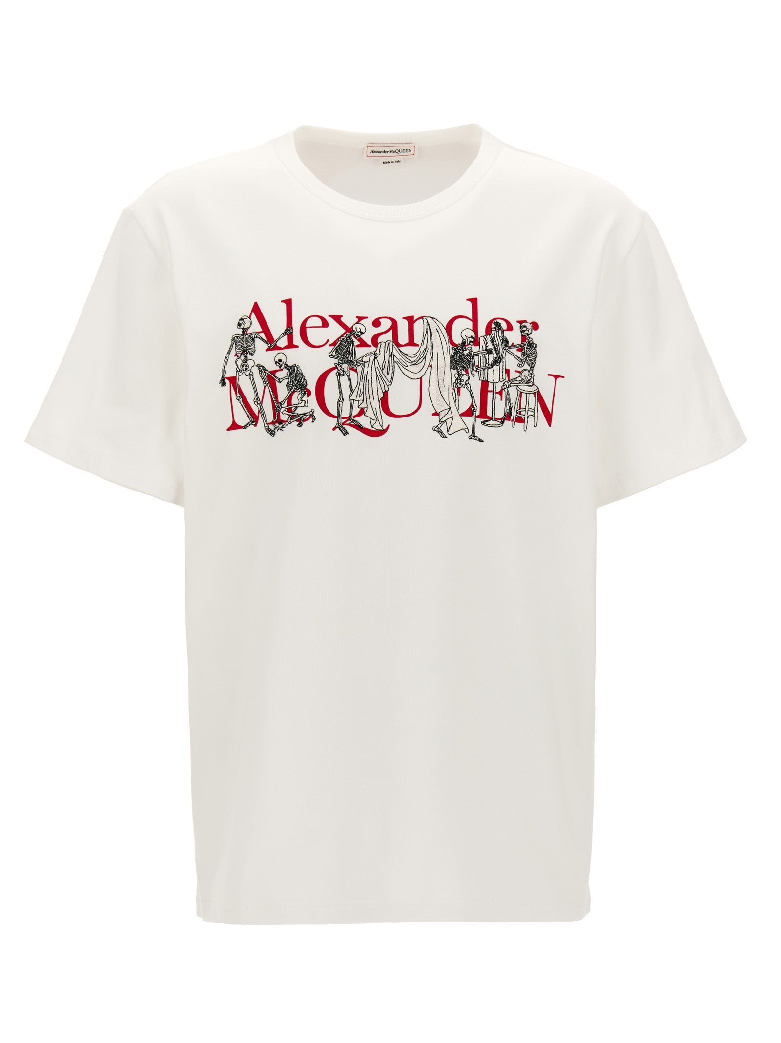 Alexander Mcqueen-Embroidery Logo Print T Shirt Bianco-Uomo