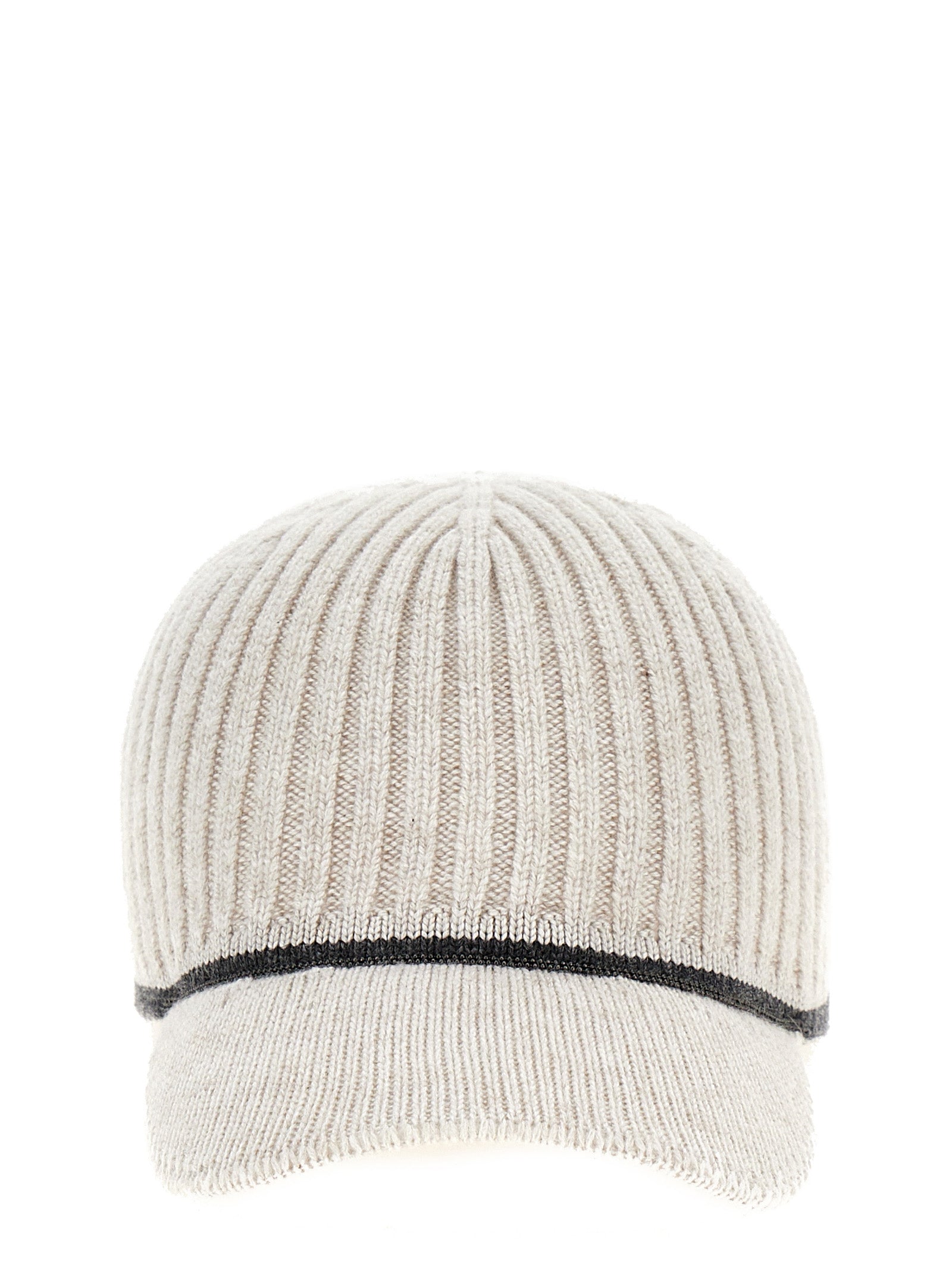 Brunello Cucinelli-Ribbed Knit Cap Cappelli Grigio-Donna