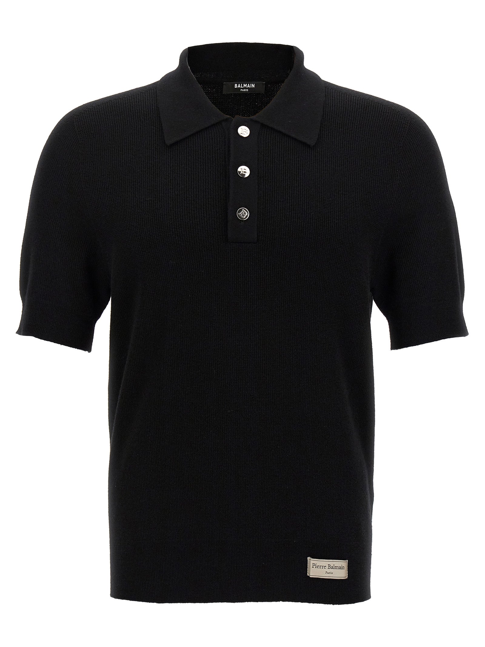 Balmain-Label Polo Nero-Uomo